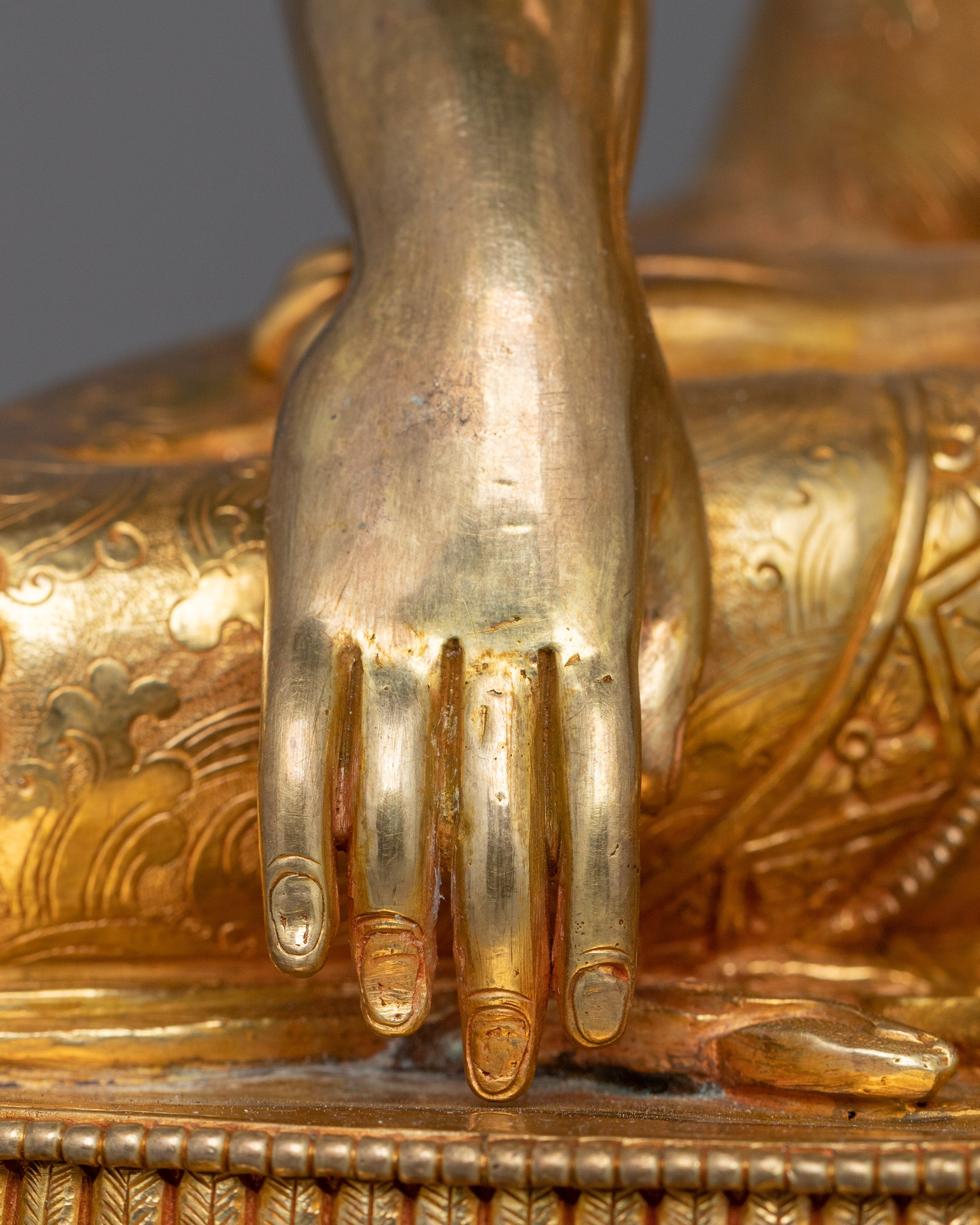 Enlightened Teacher Shakyamuni Buddha Statue | 24K Gold-Gilded Sculpture