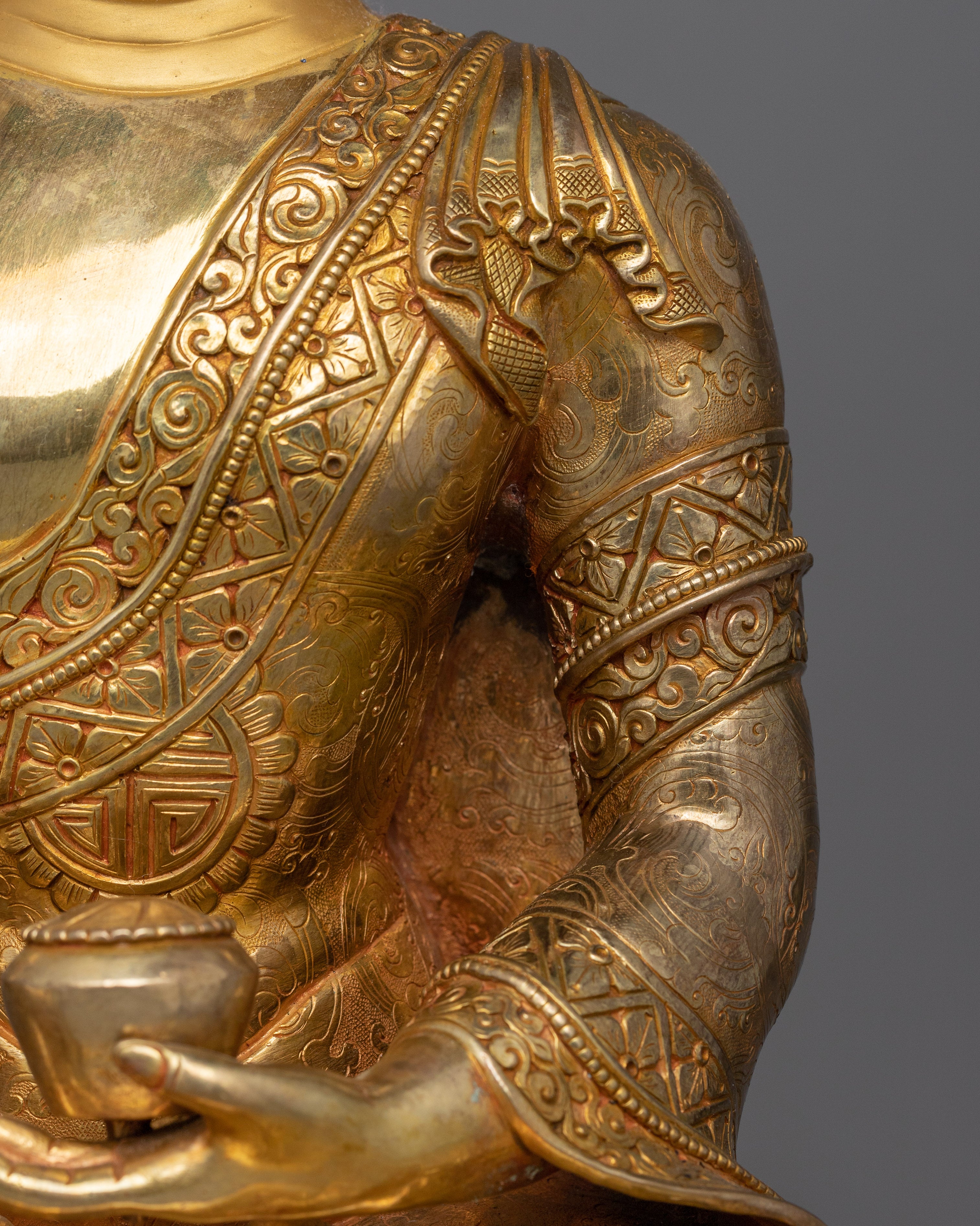 Enlightened Teacher Shakyamuni Buddha Statue | 24K Gold-Gilded Sculpture