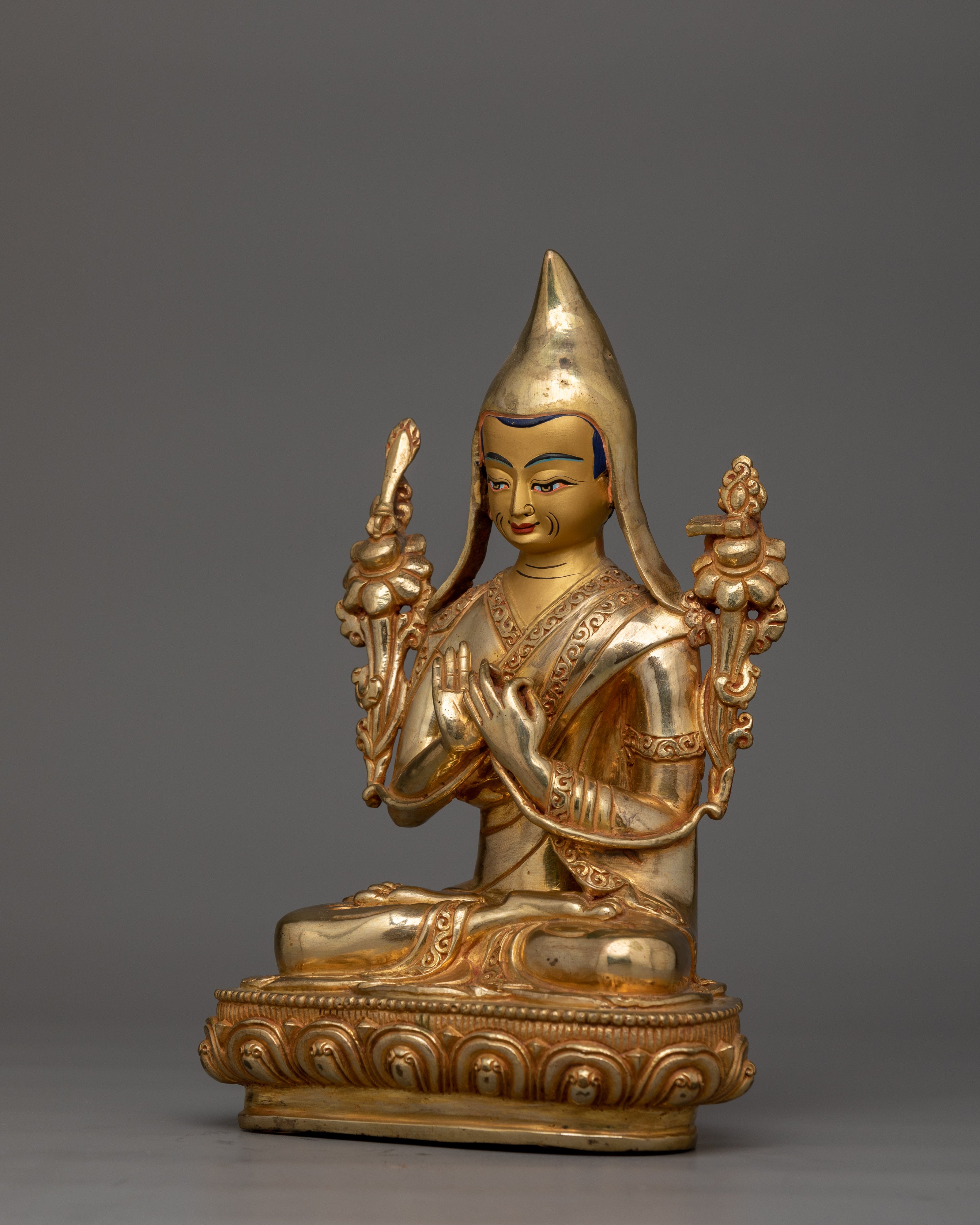 24K Gold-Gilded Tsongkhapa Statue | A Handcrafted Buddhist Master