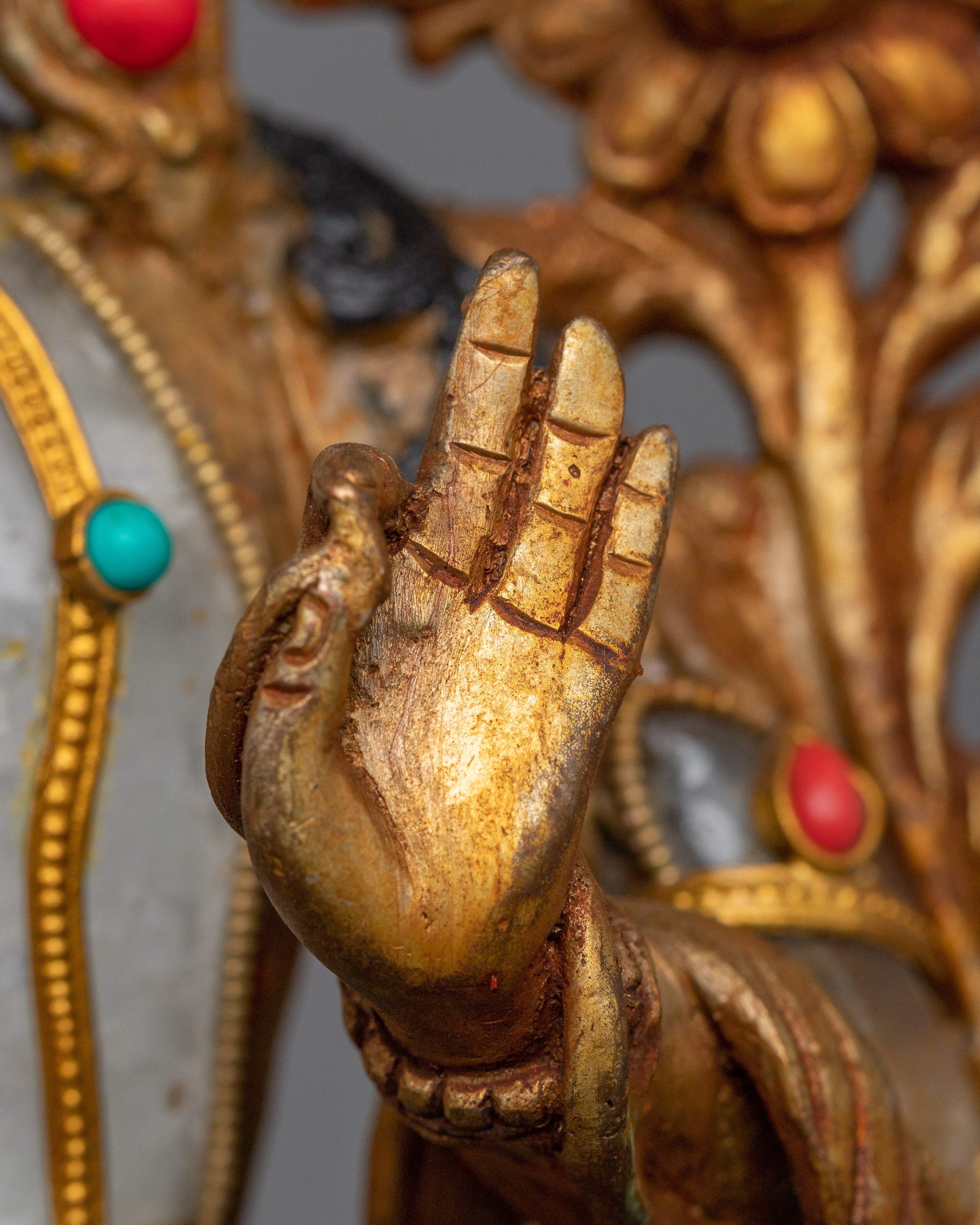 Sacred Avalokiteshvara Sculpture | Radiant Gemstone Buddhist Artwork