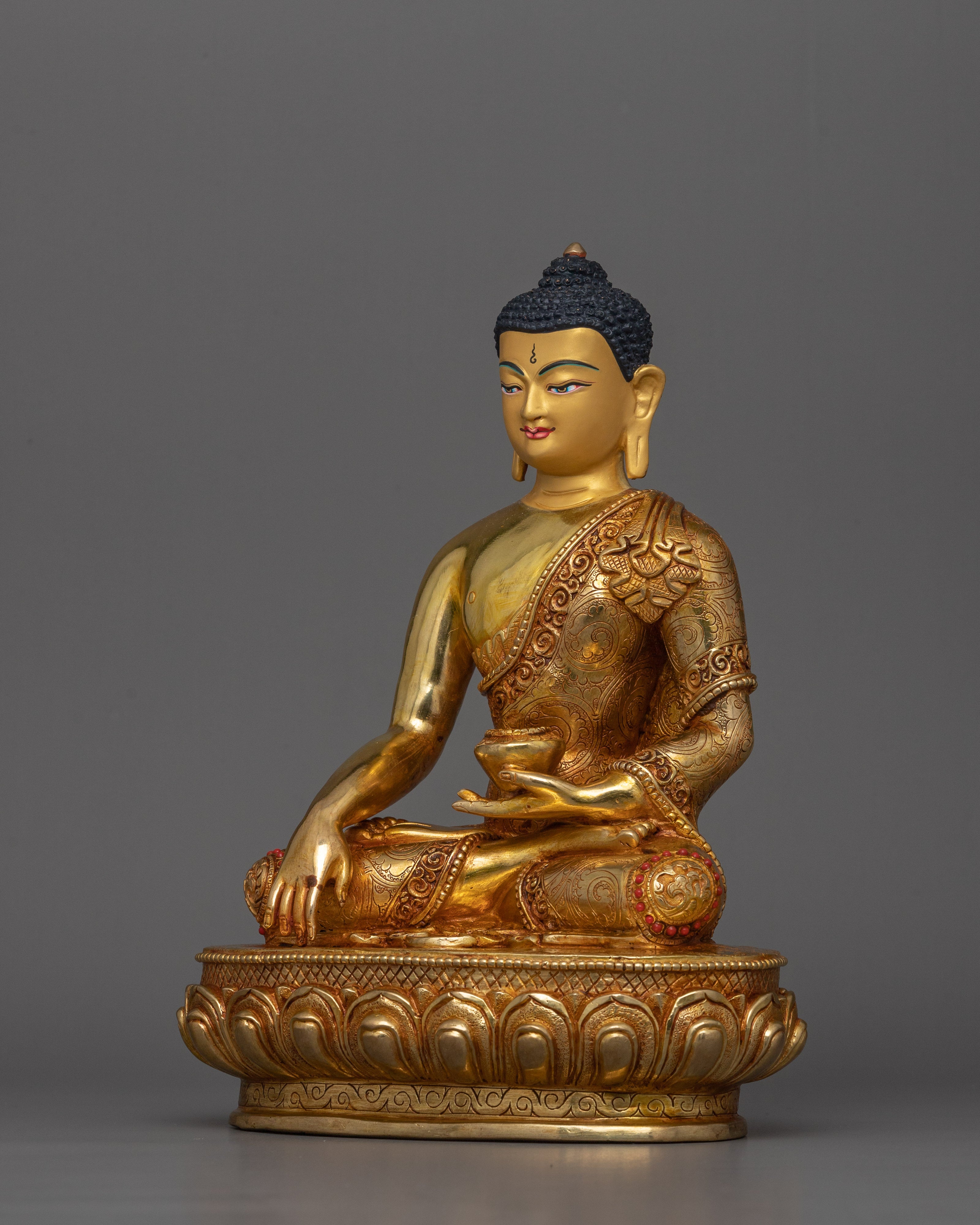 The Legend of Enlightenment Shakyamuni Buddha Sculpture | 24K Gold Gilded Statue