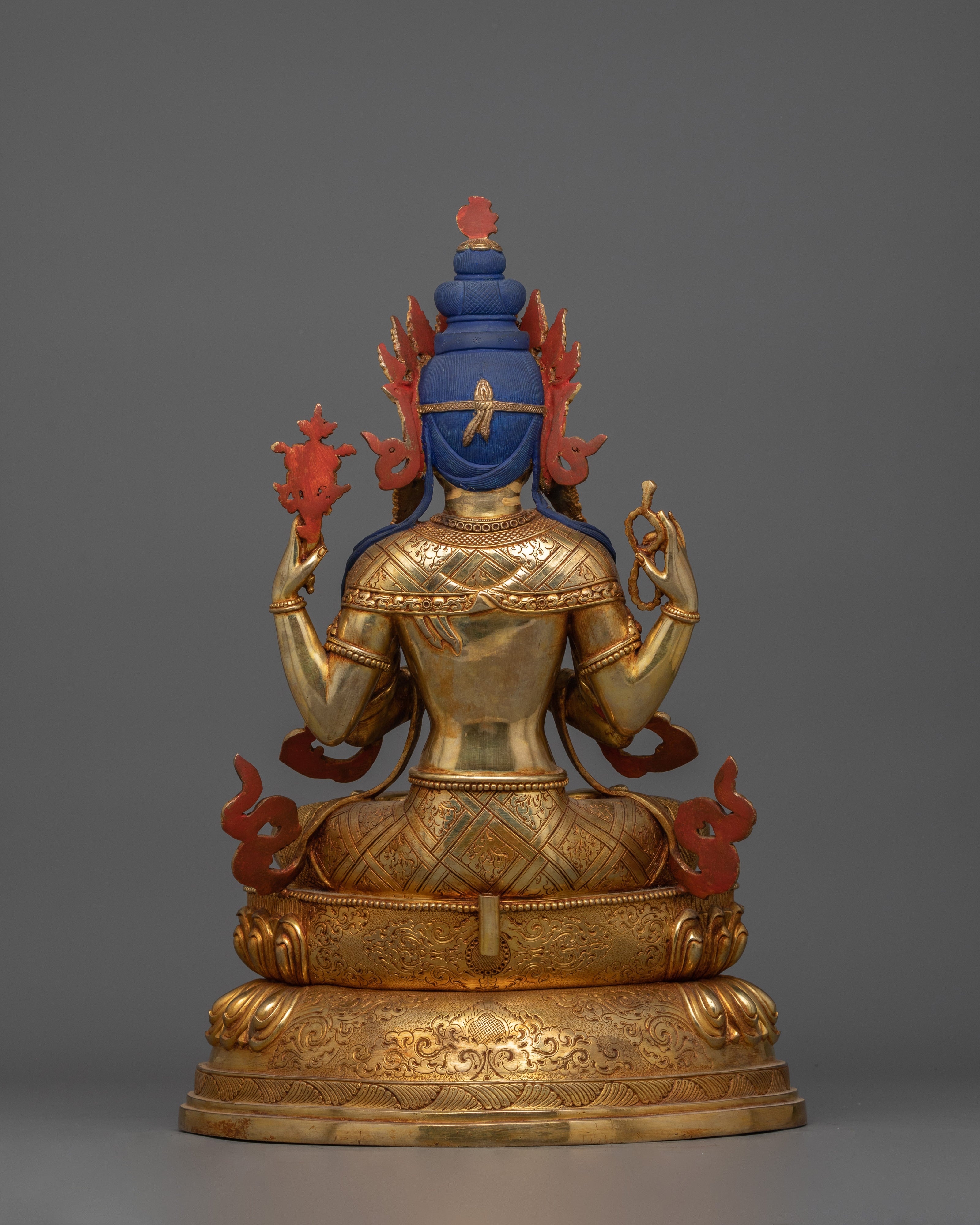 Four Armed Chenrezig Bodhisattva Figurine | Buddhist Compassionate Deity Chenrezig