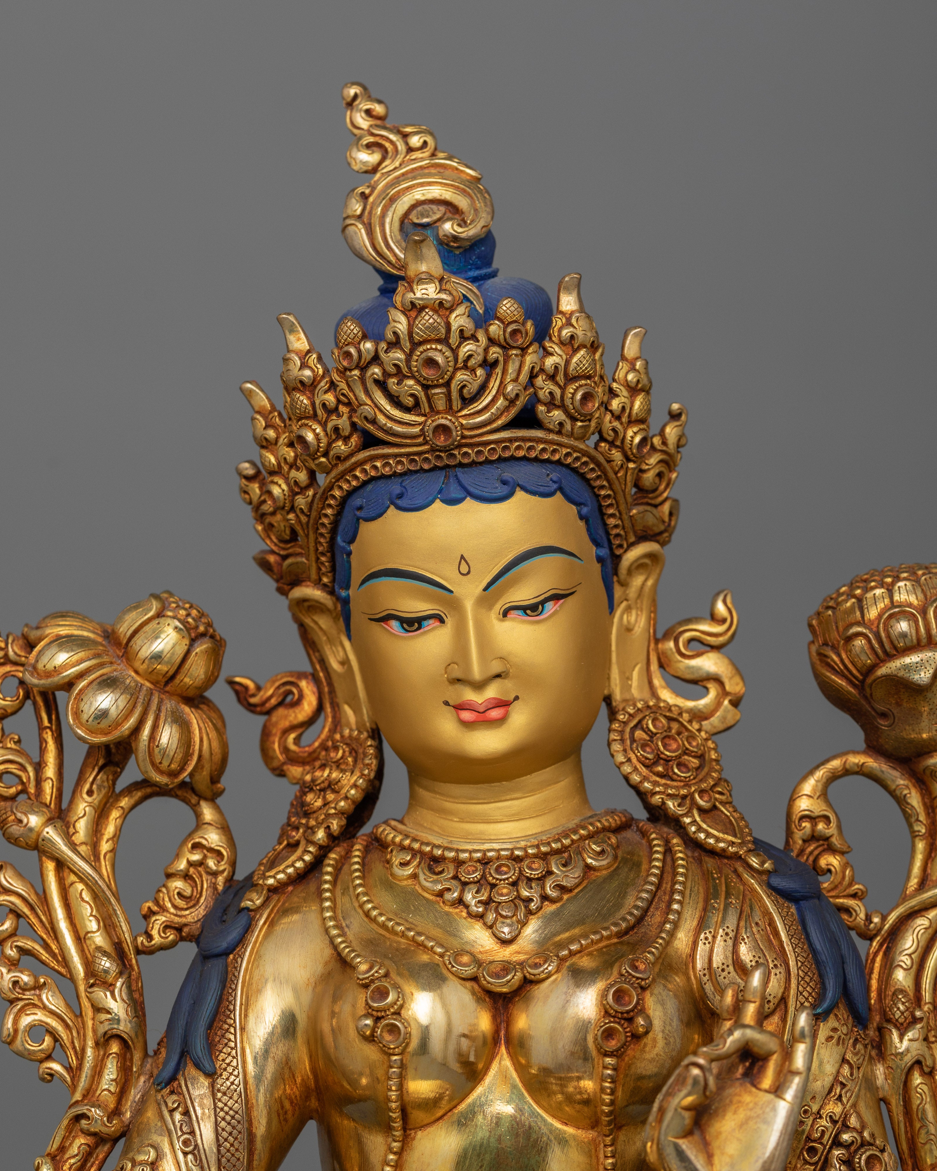 Green Tara Enlightened Female Buddha Sculpture | Goddess Shyamatara Statue