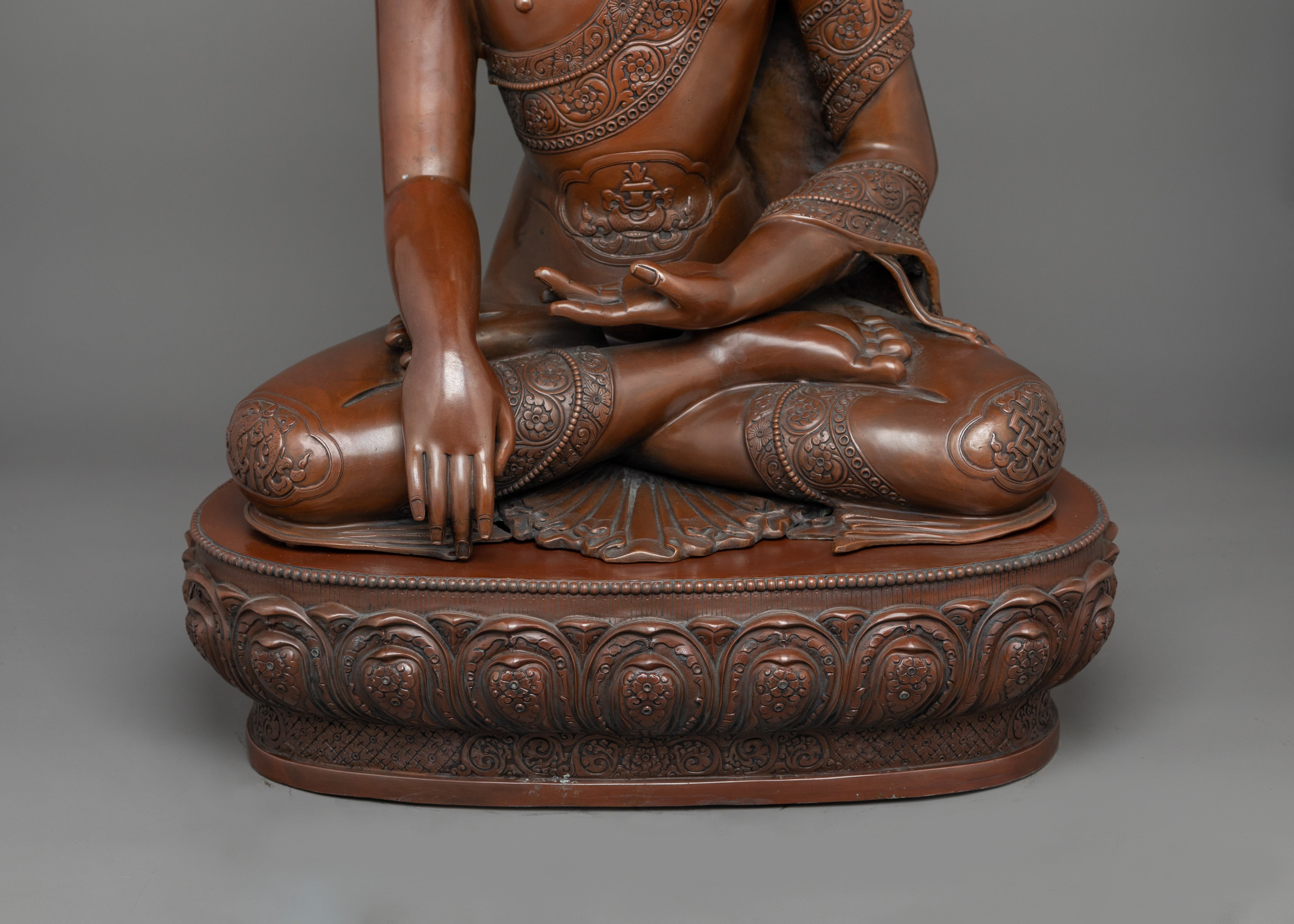 Enlightened Teacher Buddha Shakyamuni Statue | Oxidized Copper Buddha Sculpture