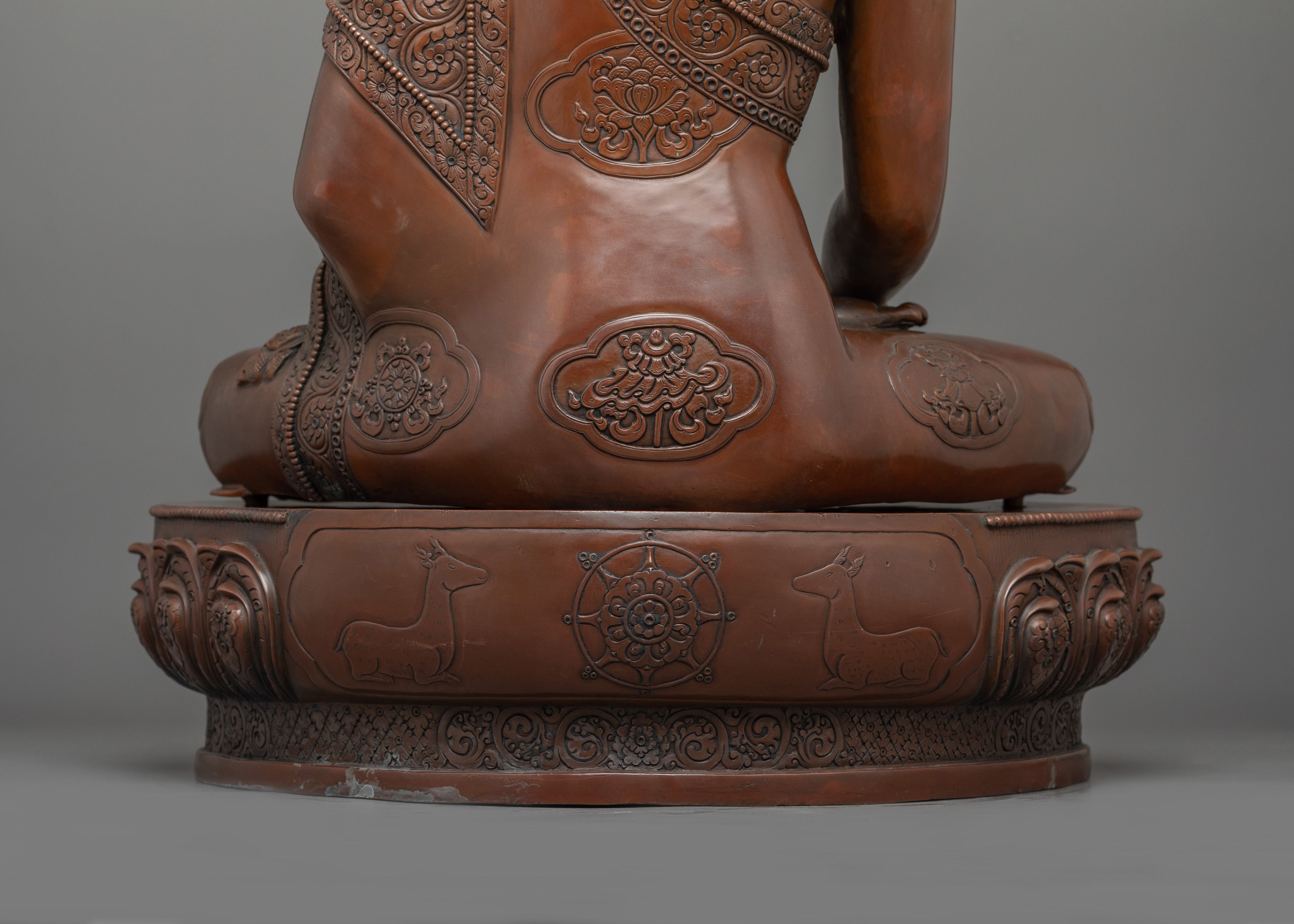 Enlightened Teacher Buddha Shakyamuni Statue | Oxidized Copper Buddha Sculpture