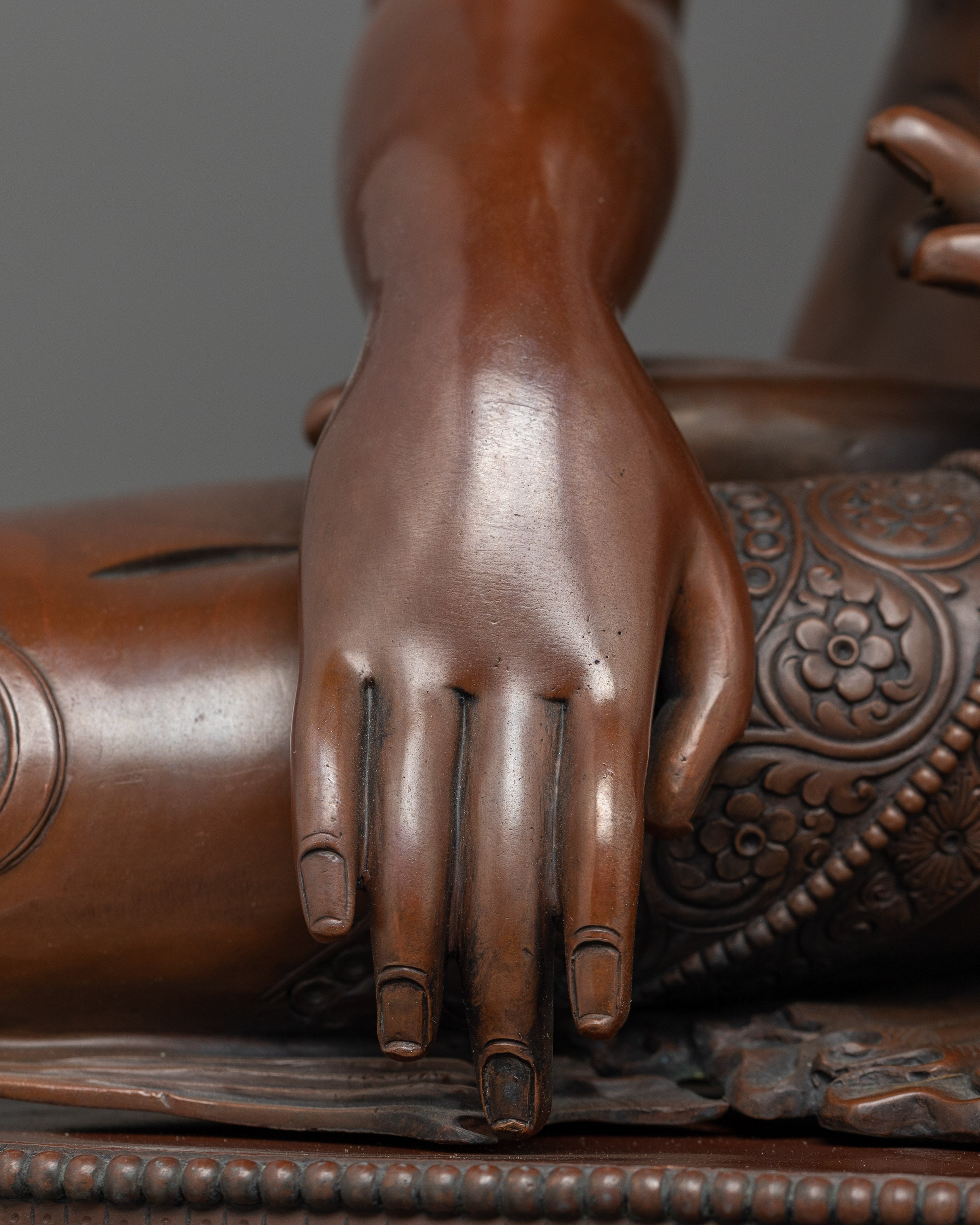 Enlightened Teacher Buddha Shakyamuni Statue | Oxidized Copper Buddha Sculpture