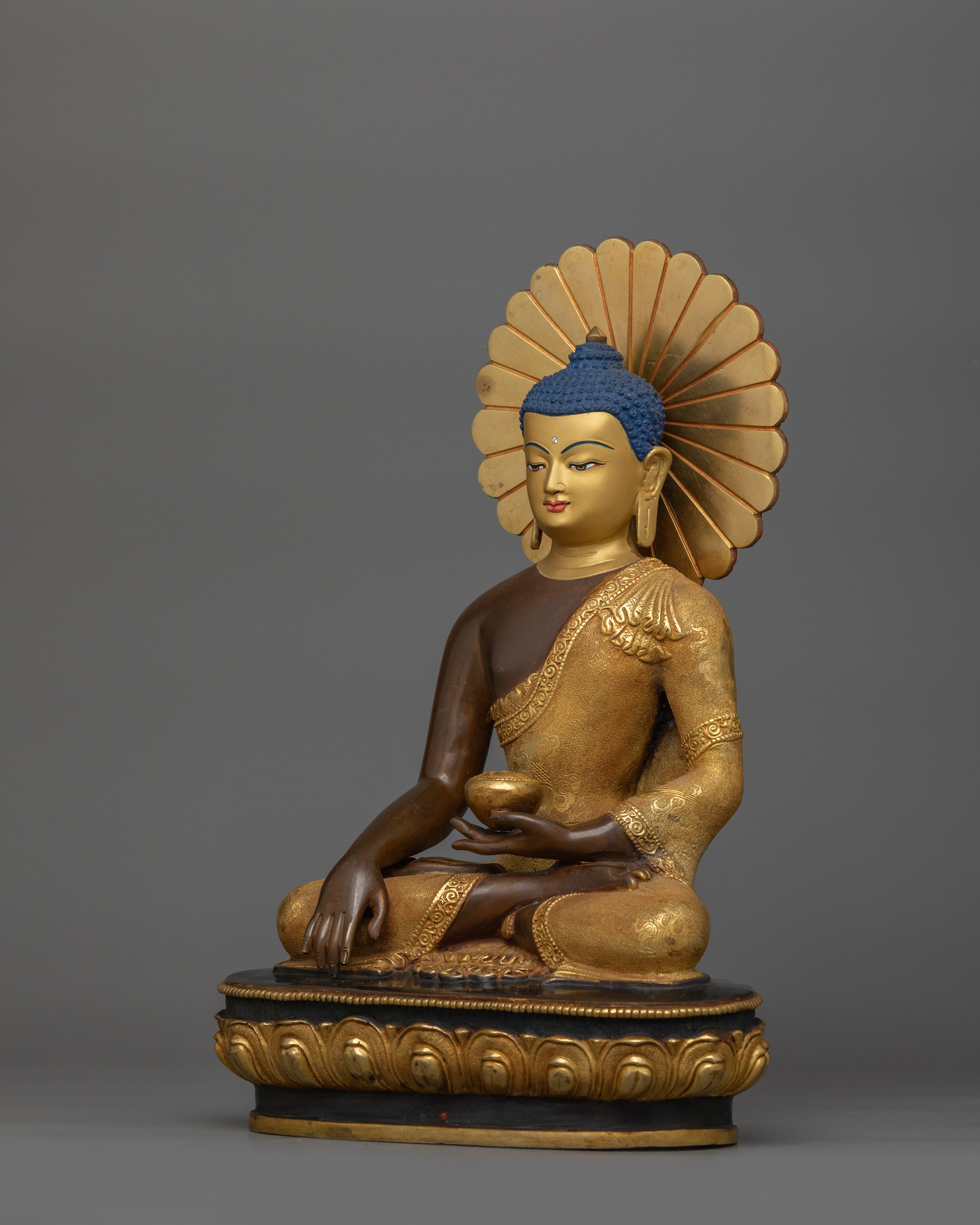 Historical Buddha Siddhartha Gautama Statue | 24K Gold-Gilded Enlightened Sculpture