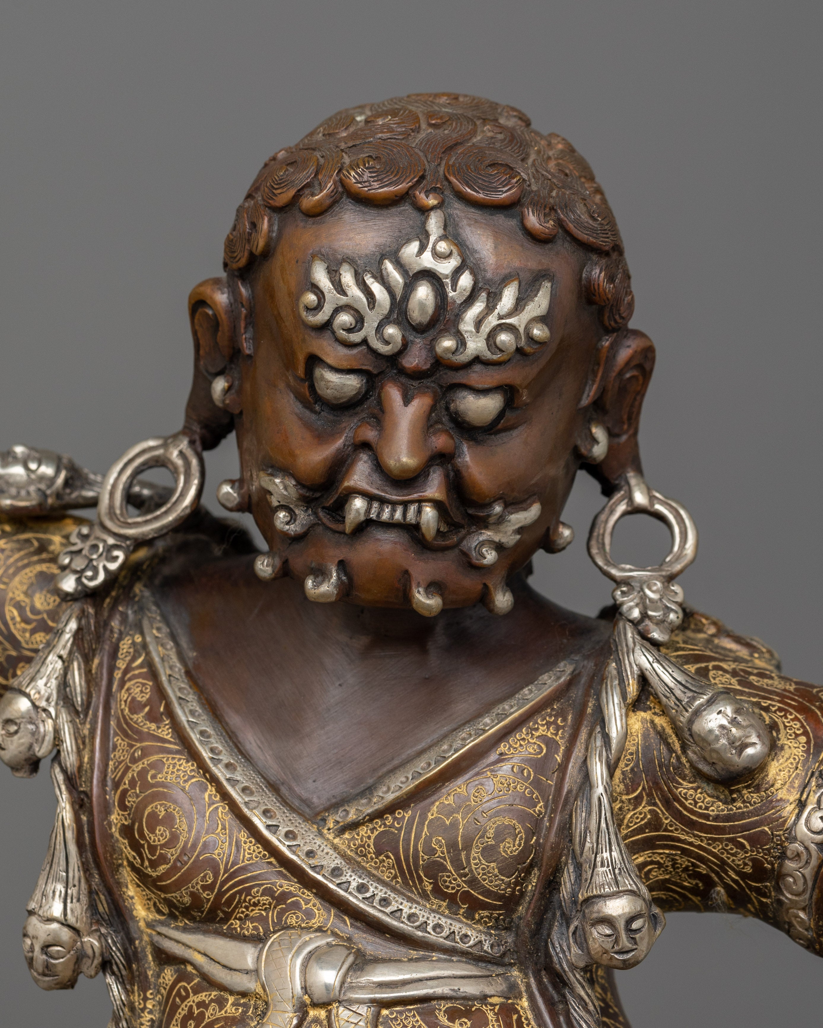 Wrathful Dorje Drollo Buddhist Protector Deity Sculpture | Ideal for Sacred Altar Spaces