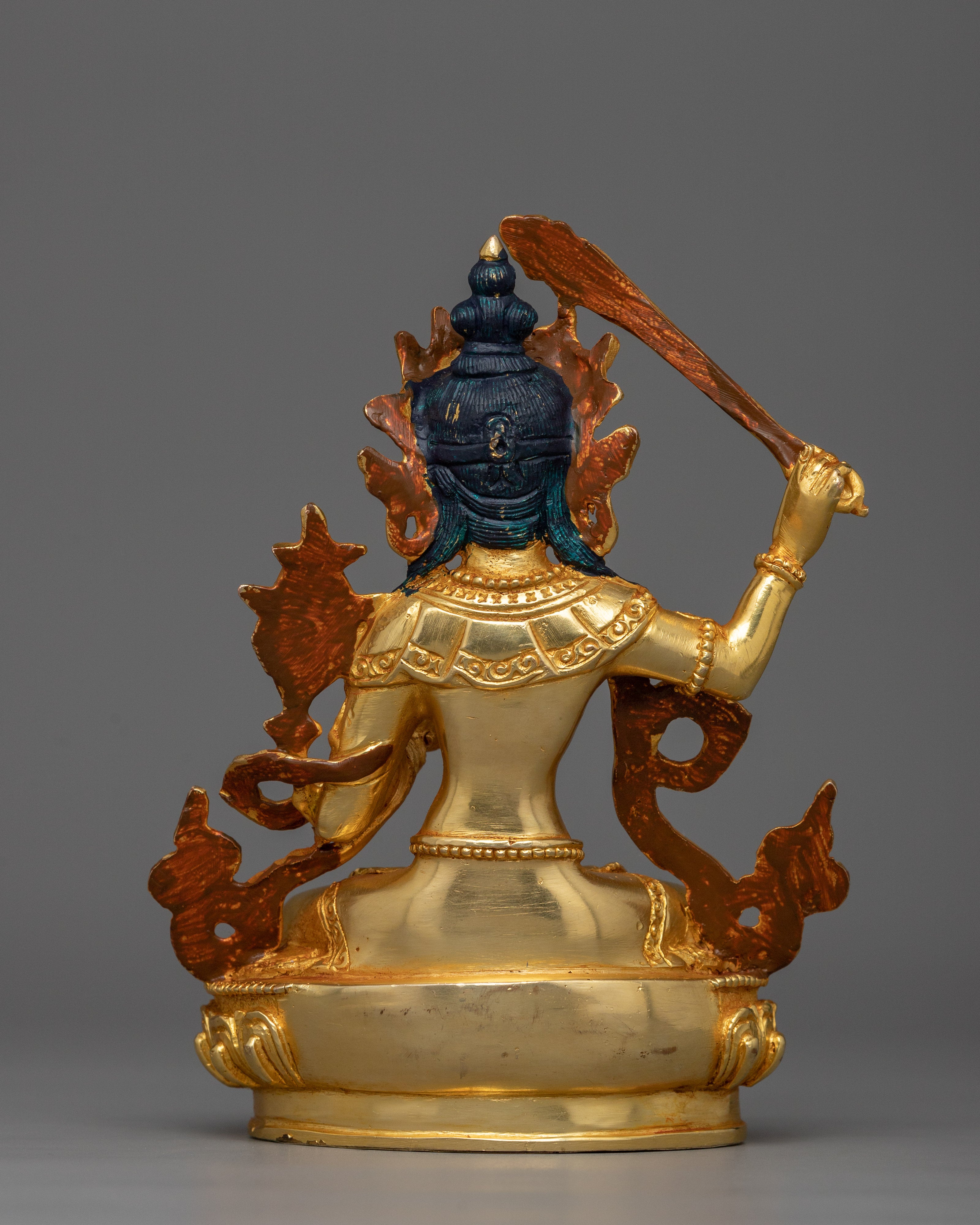 Manjushri Statue for Wisdom Tibetan Statue | 24K Gold Gilded Golden Decor