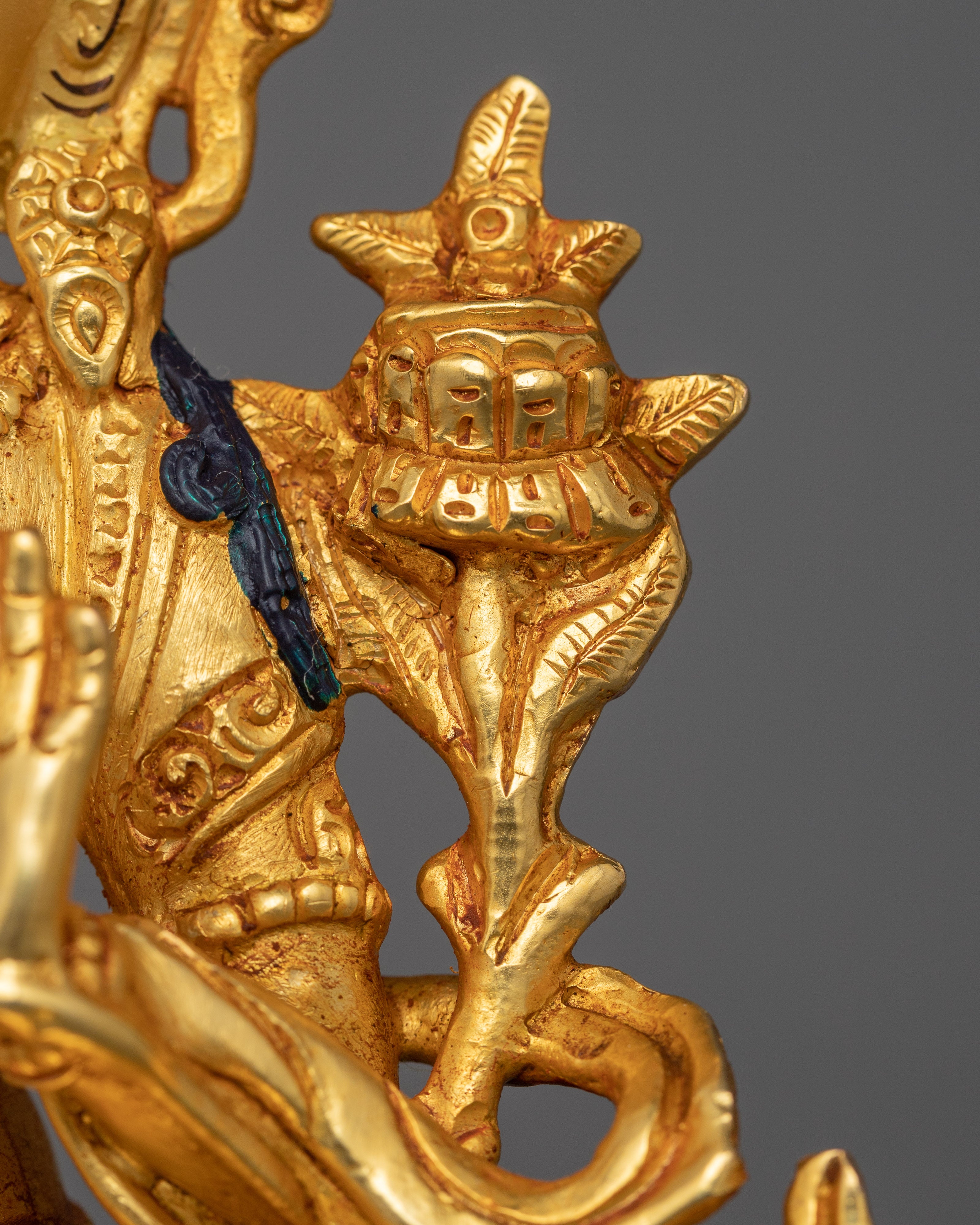 Manjushri Statue for Wisdom Tibetan Statue | 24K Gold Gilded Golden Decor