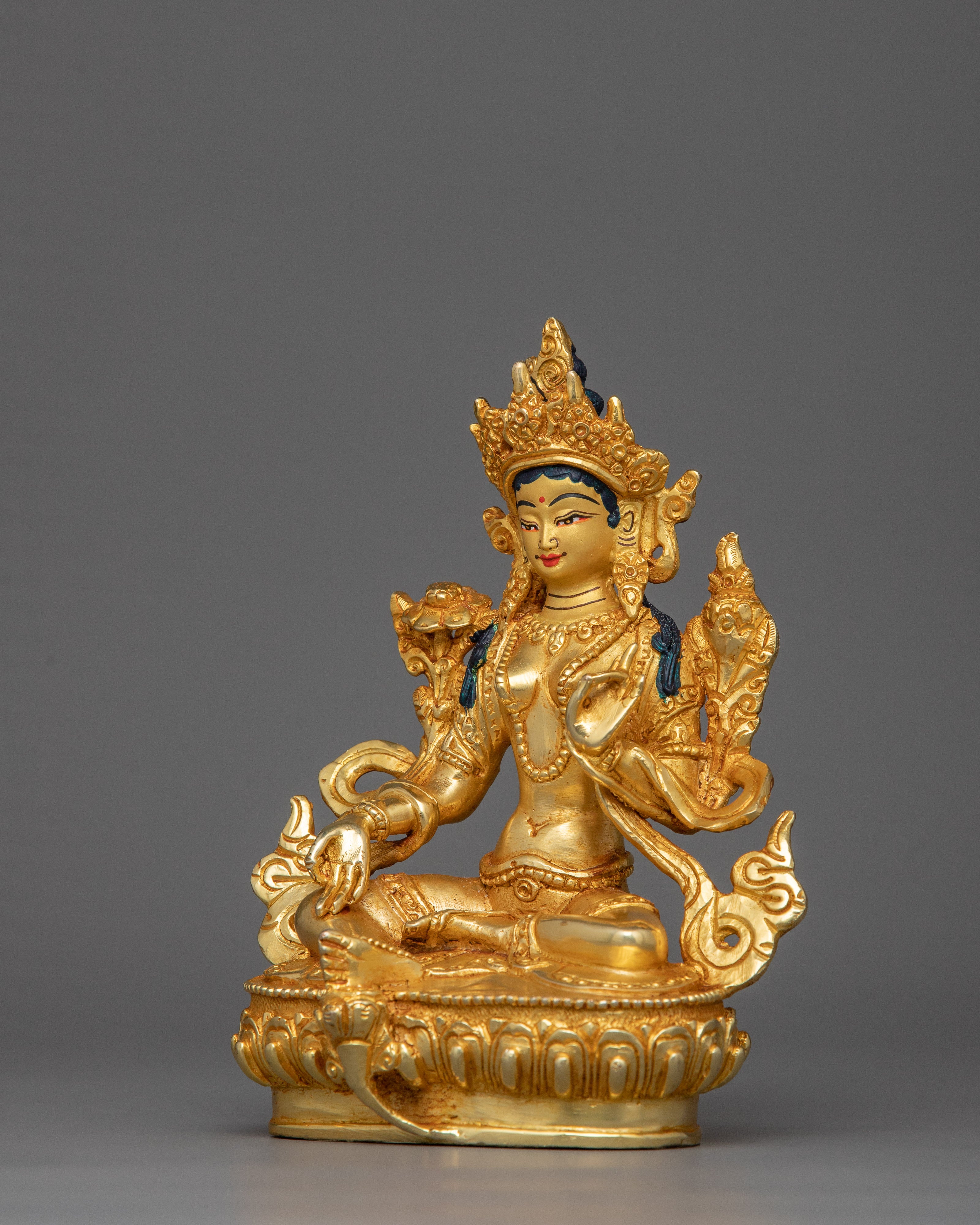 Green Tara Goddess of Compassion and Healing Figurine | Jetsun Drolma Deity