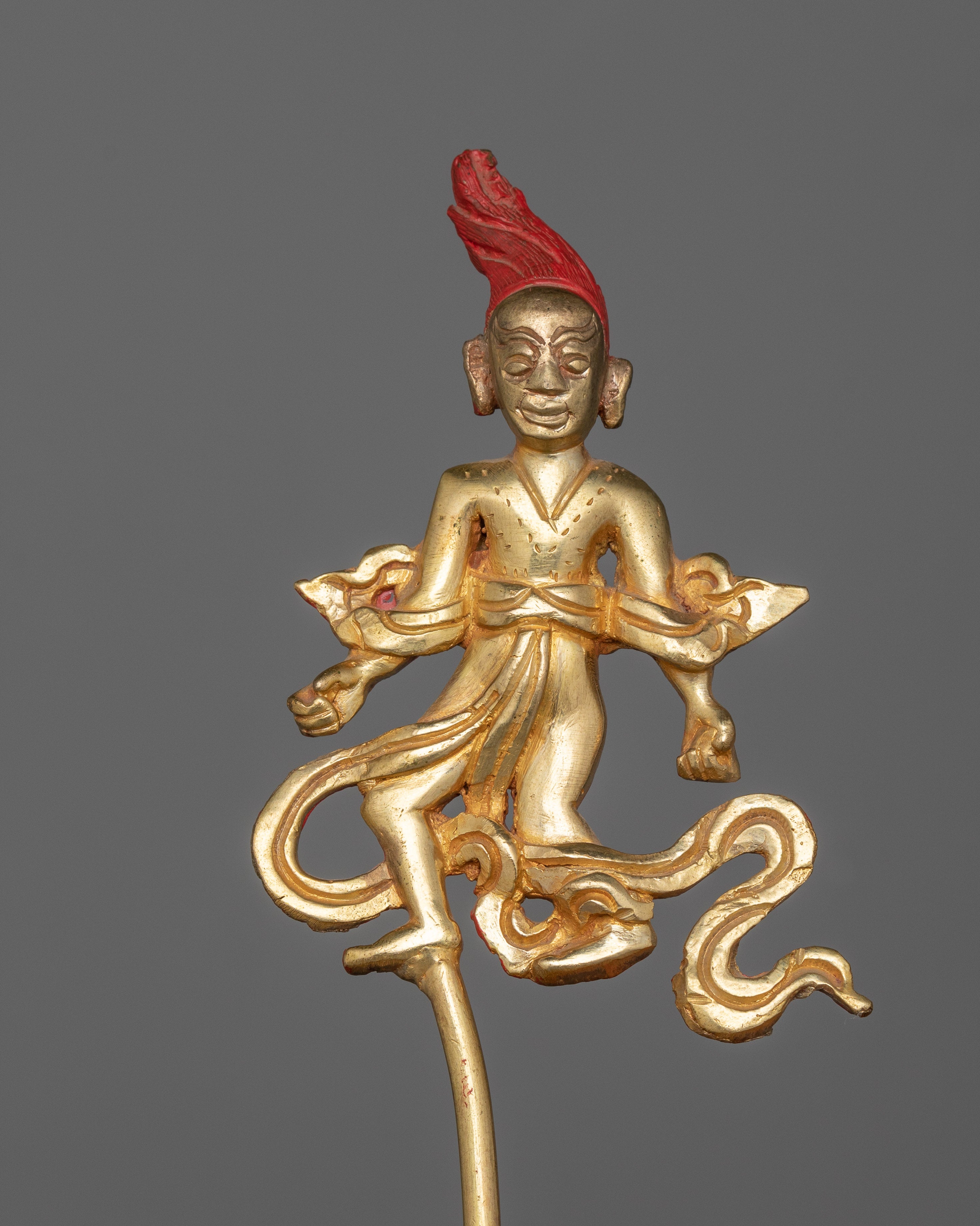 Magnificent Sipai Gyalmo Bon Deity Statue | 24K Gold Gilded Copper Art