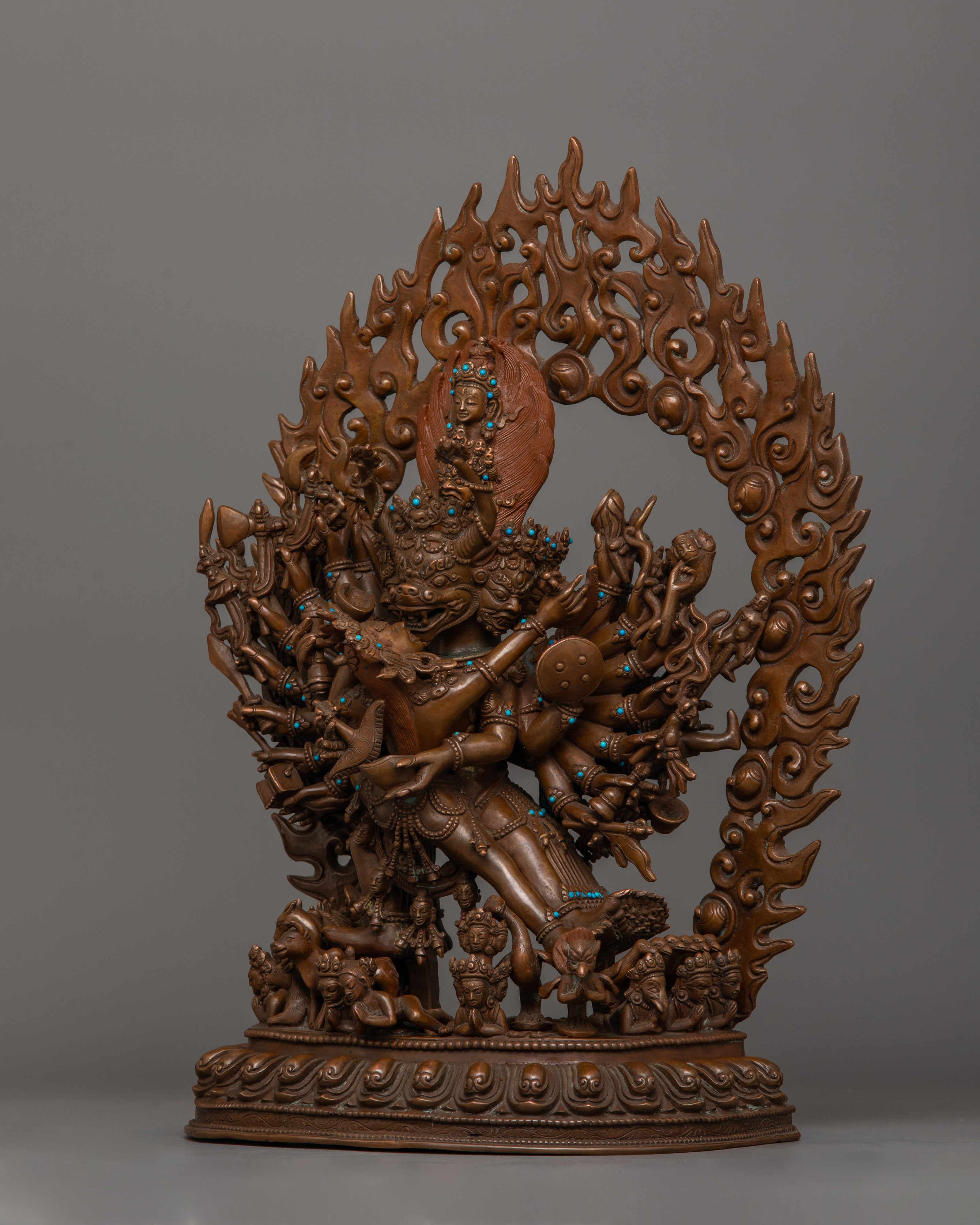 Wrathful Deity Yamantaka Sculpture | Majestic Buddhist Protector Statue