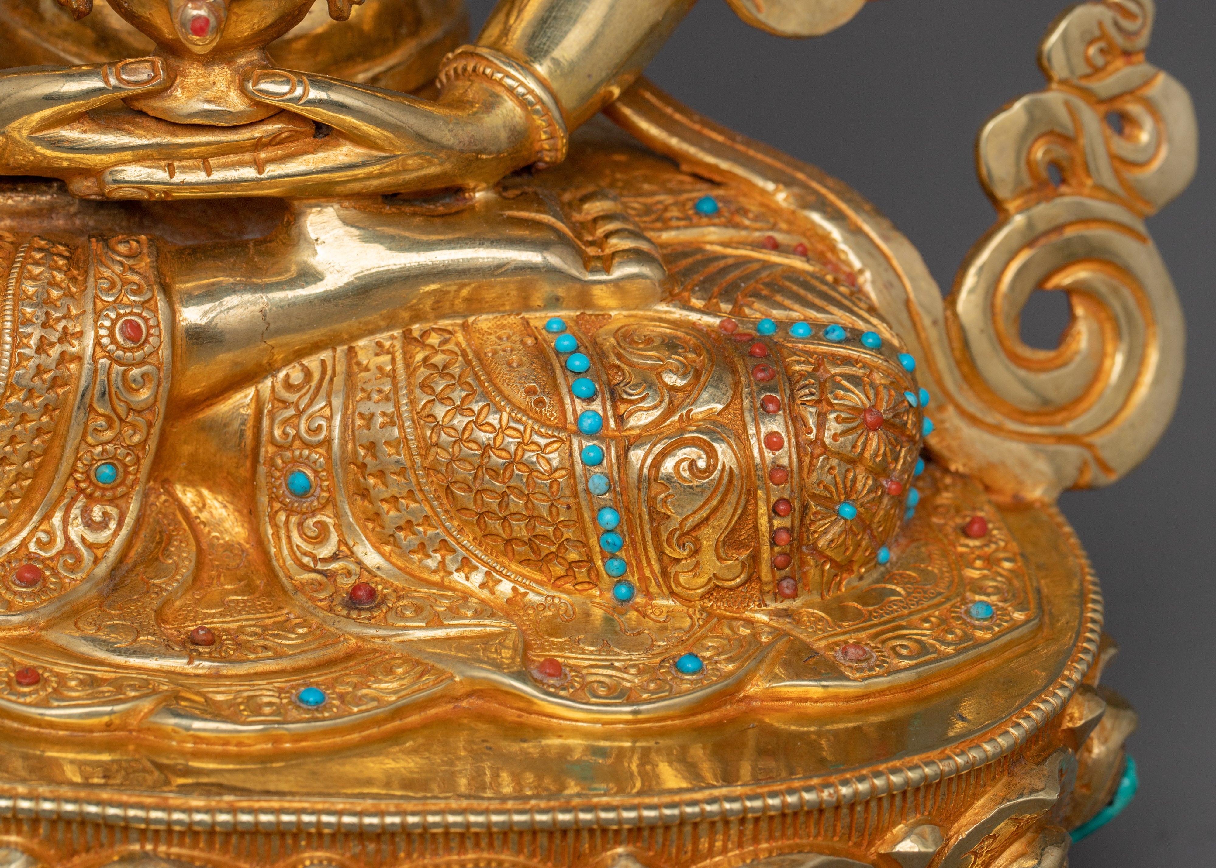 Meditation Deity Amitayus Figurine | Gold Gilded Traditional Himalayan Art