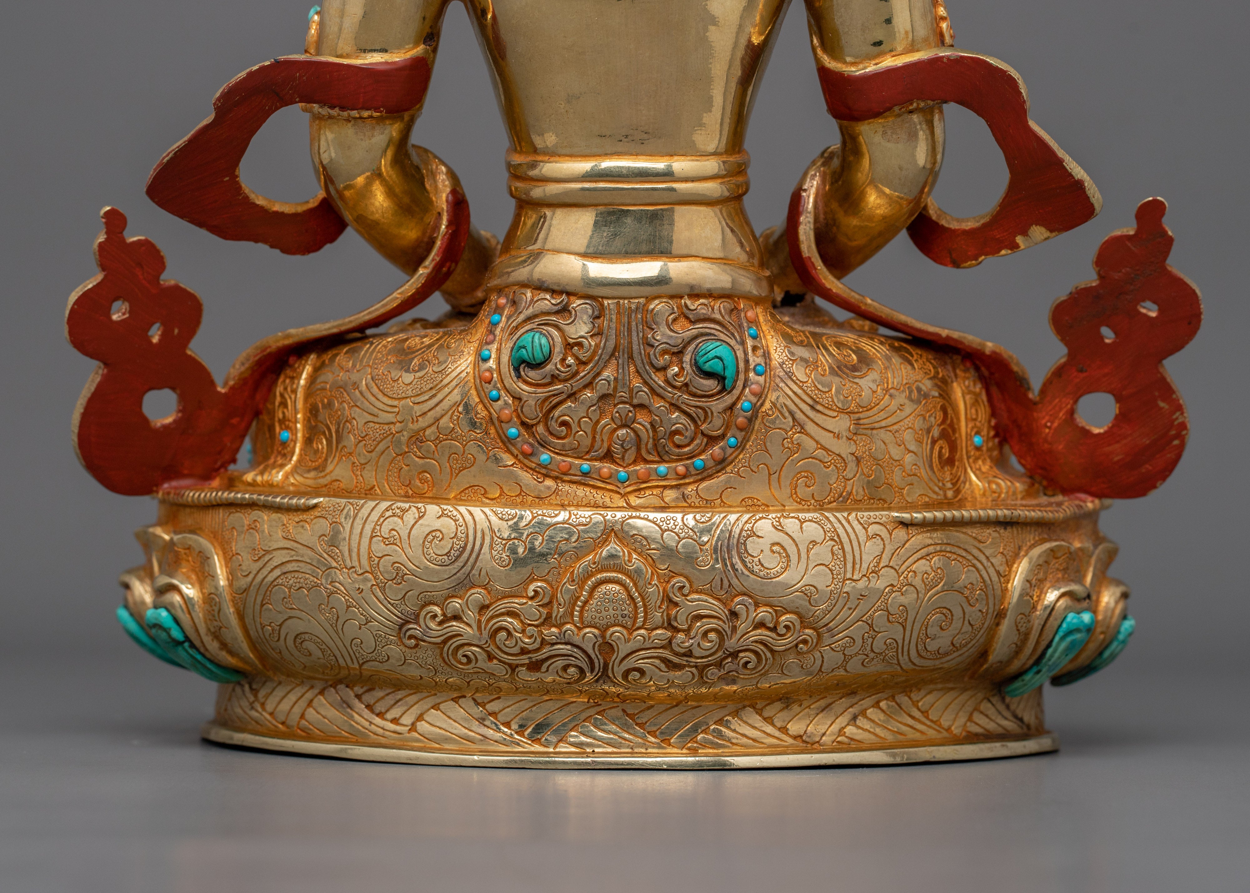 Meditation Deity Amitayus Figurine | Gold Gilded Traditional Himalayan Art