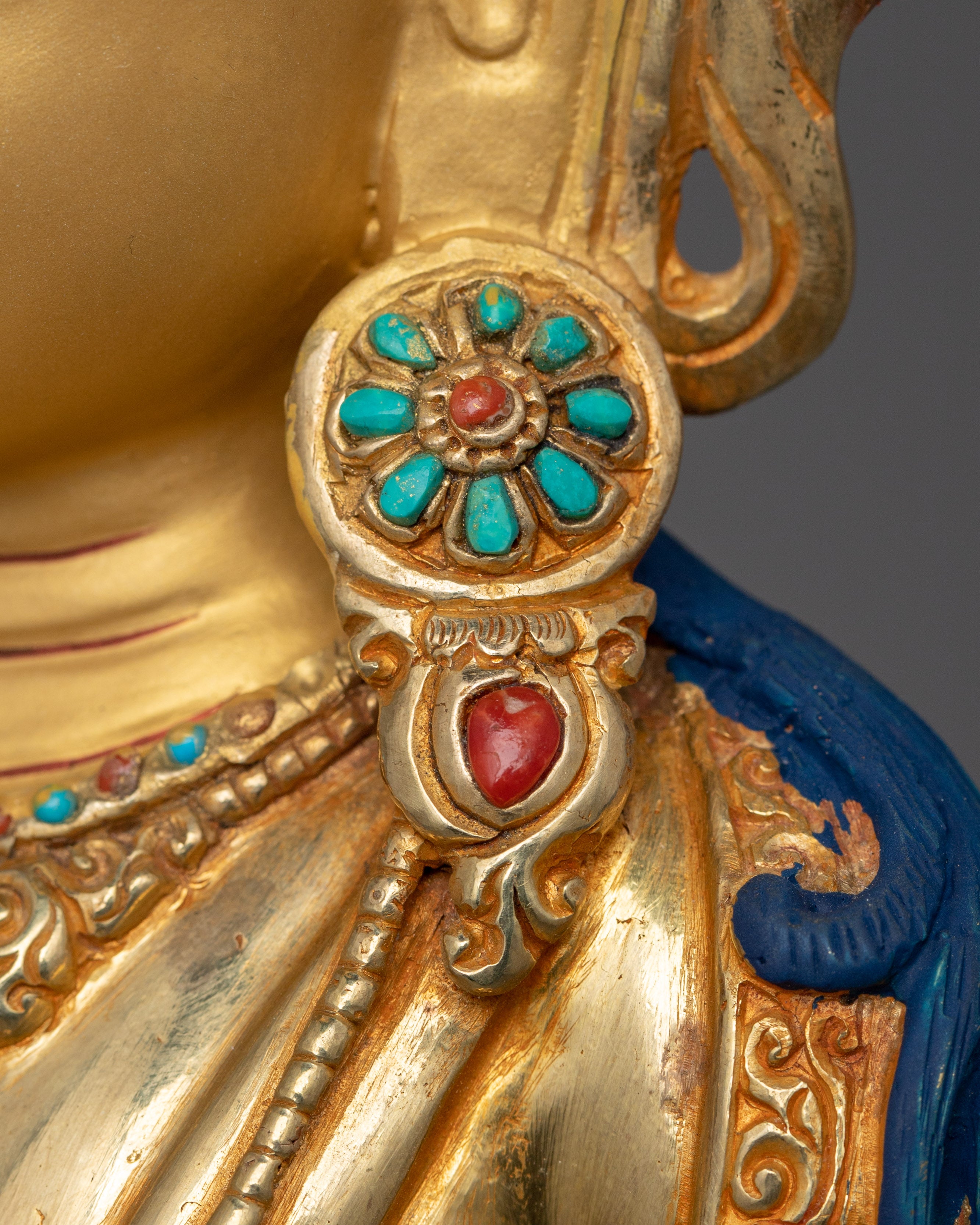 Meditation Deity Amitayus Figurine | Gold Gilded Traditional Himalayan Art