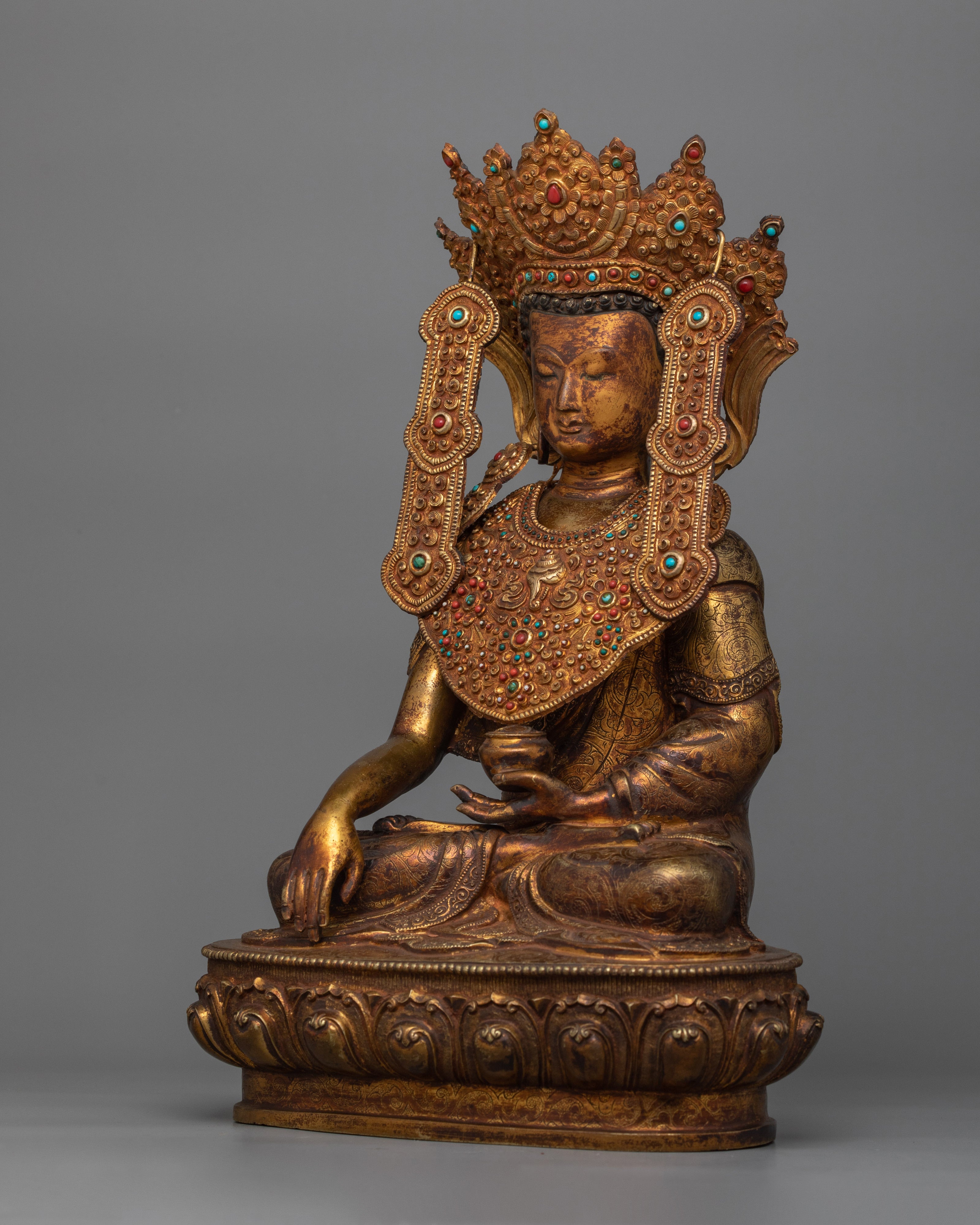 Antique Crown Shakyamuni Buddha Figurine | The Historical Buddha Shakyamuni Buddha