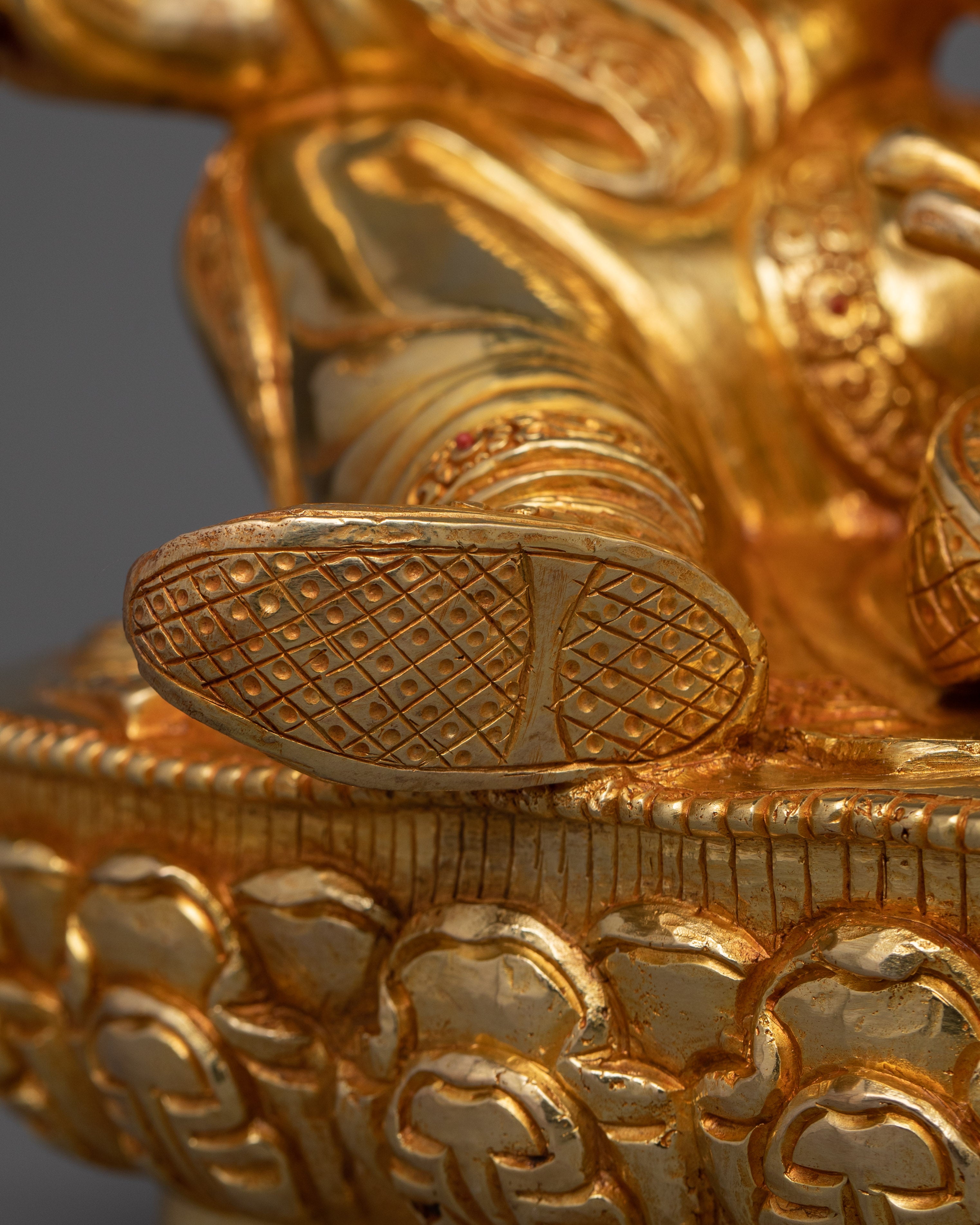 Lotus Born Buddha Guru Rinpoche Statue | 24K Gold Gilded Copper Artwork