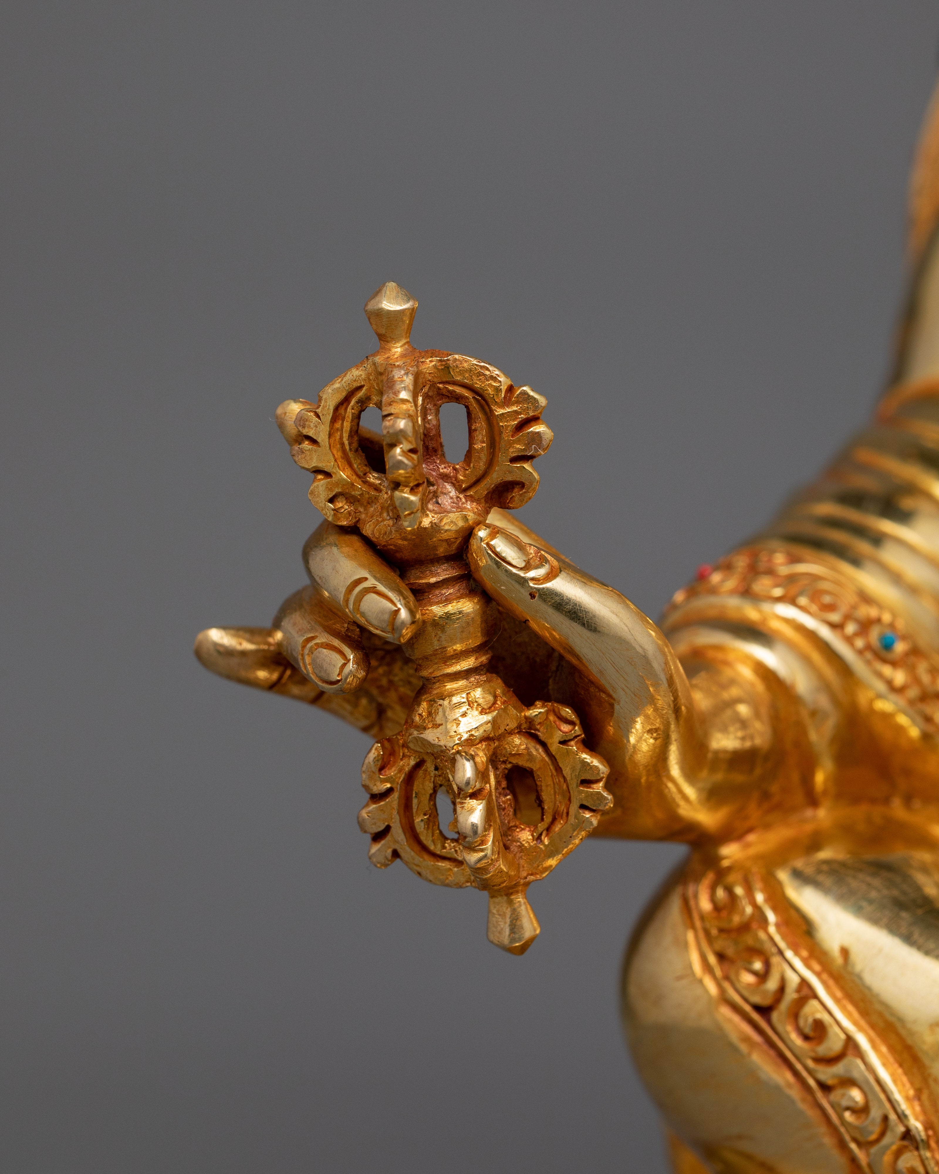 Lotus Born Buddha Guru Rinpoche Statue | 24K Gold Gilded Copper Artwork