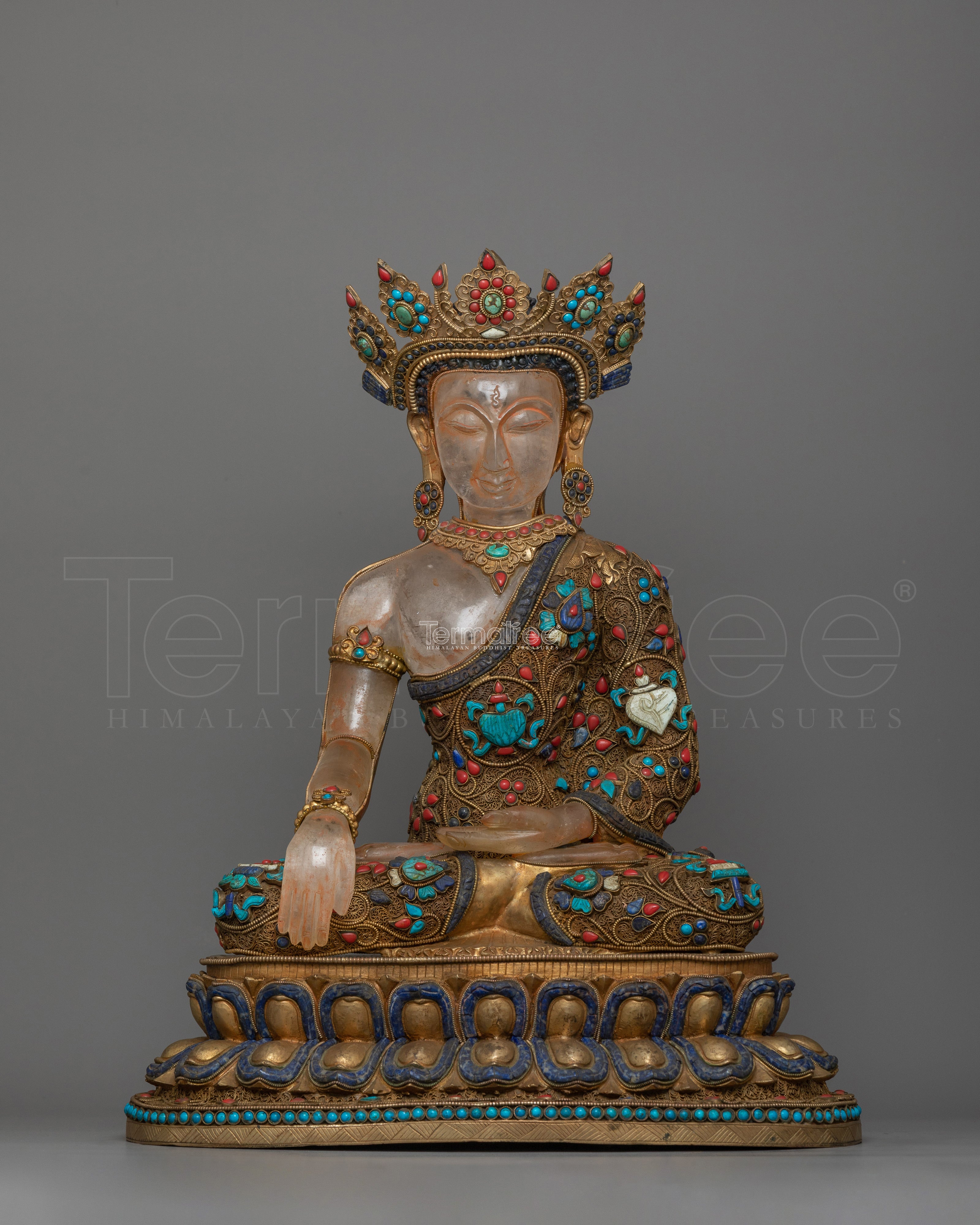 Crowned Enlightened Shakyamuni Buddha Statue | Enlightenment & Meditation Artwork