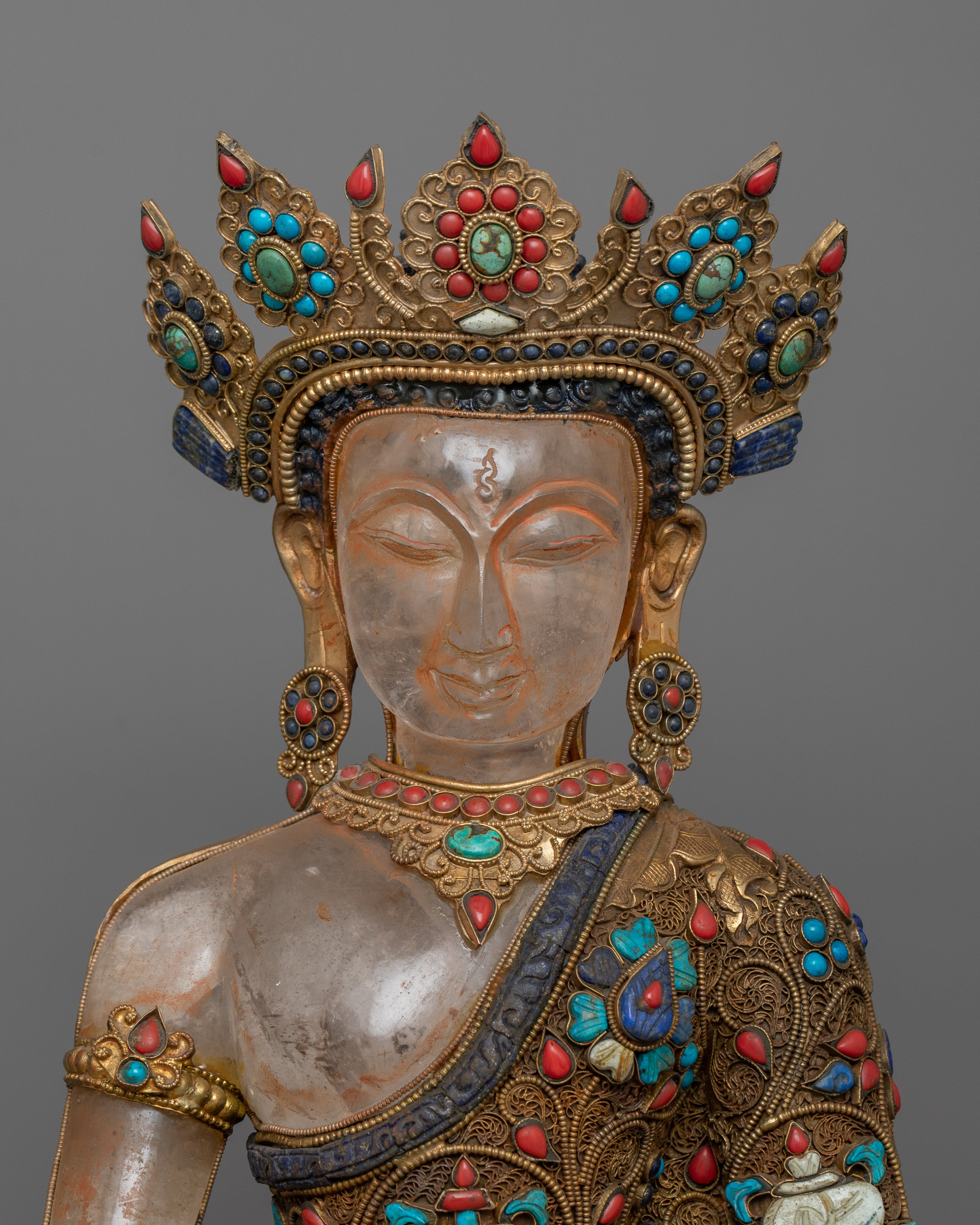 Crowned Enlightened Shakyamuni Buddha Statue | Enlightenment & Meditation Artwork
