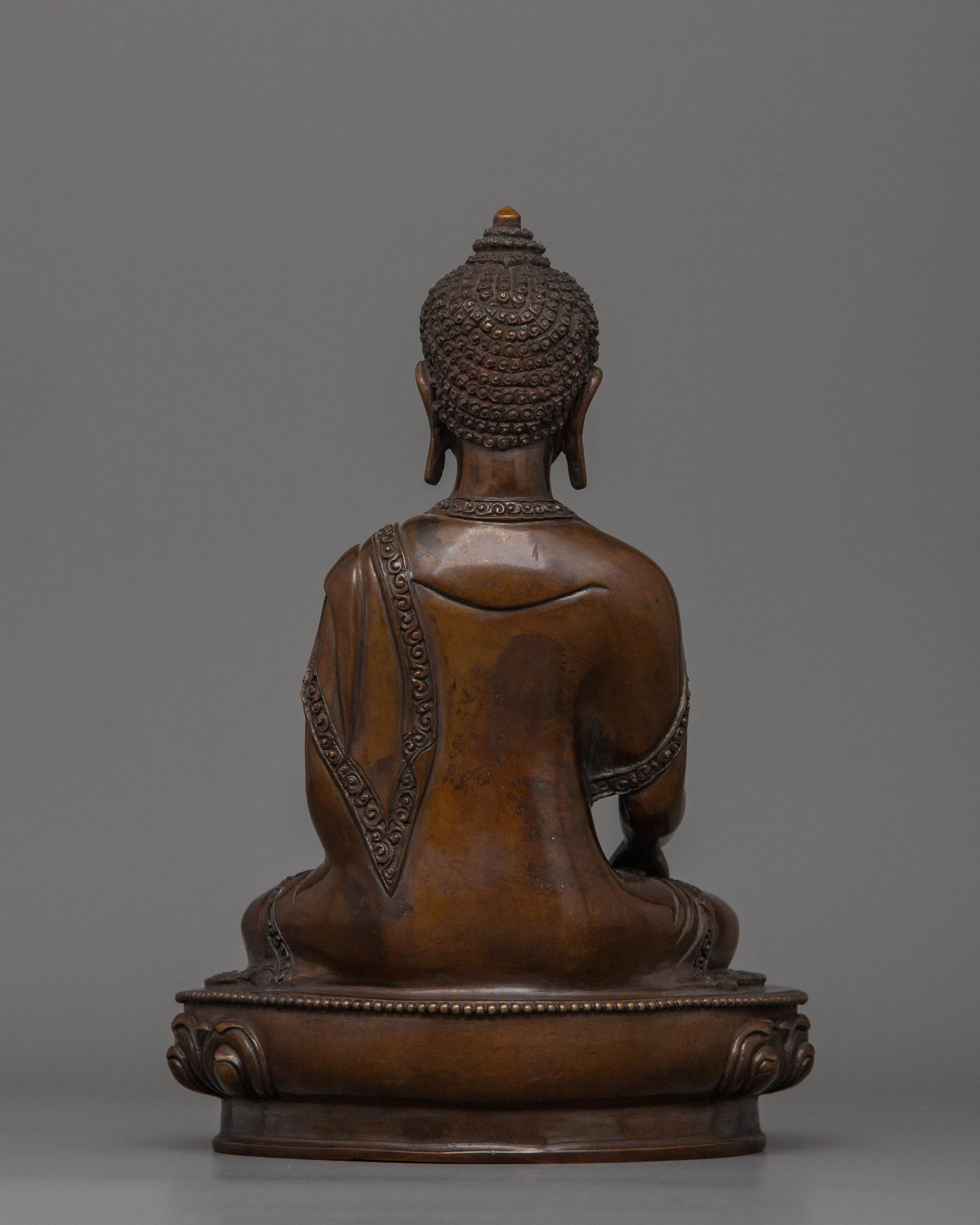 Peaceful Oxidized Shakyamuni Buddha Statue | Ideal for Rituals and Reflection