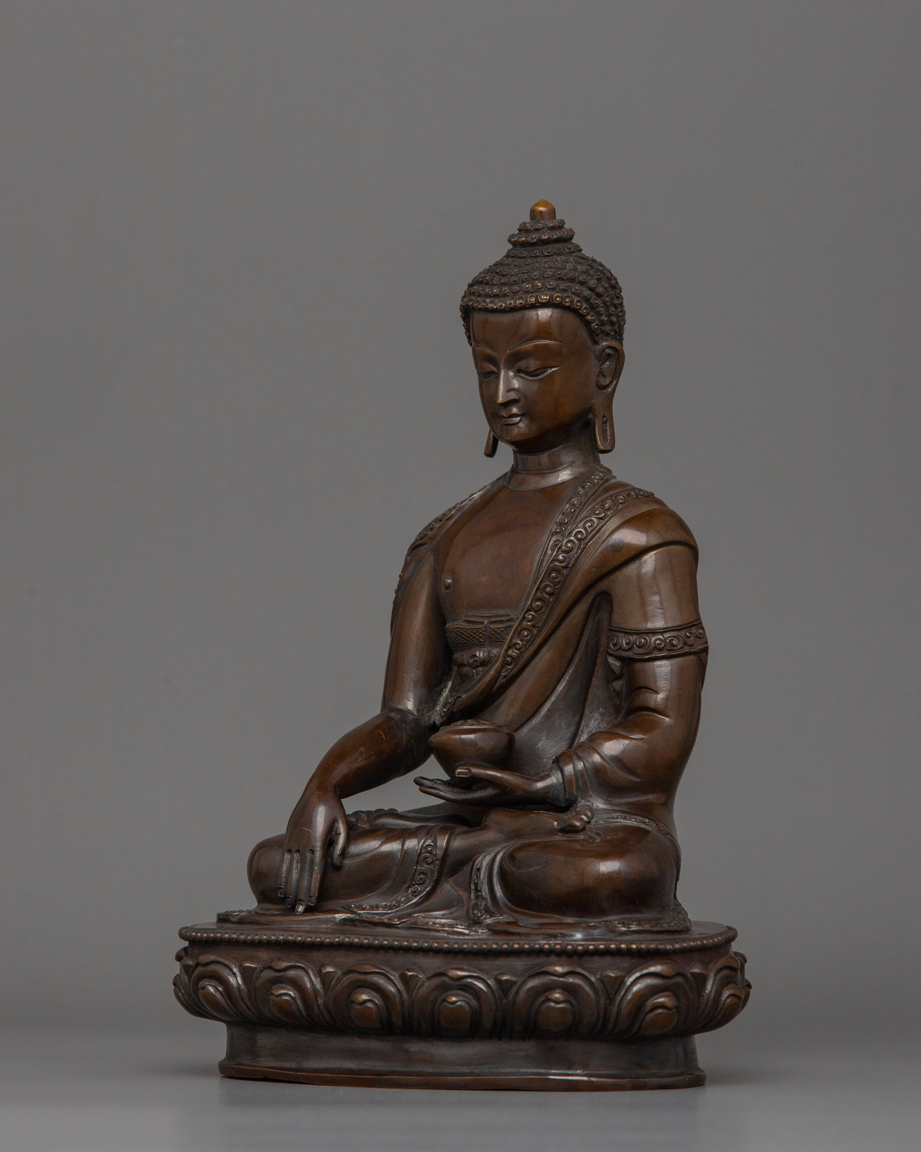 Peaceful Oxidized Shakyamuni Buddha Statue | Ideal for Rituals and Reflection