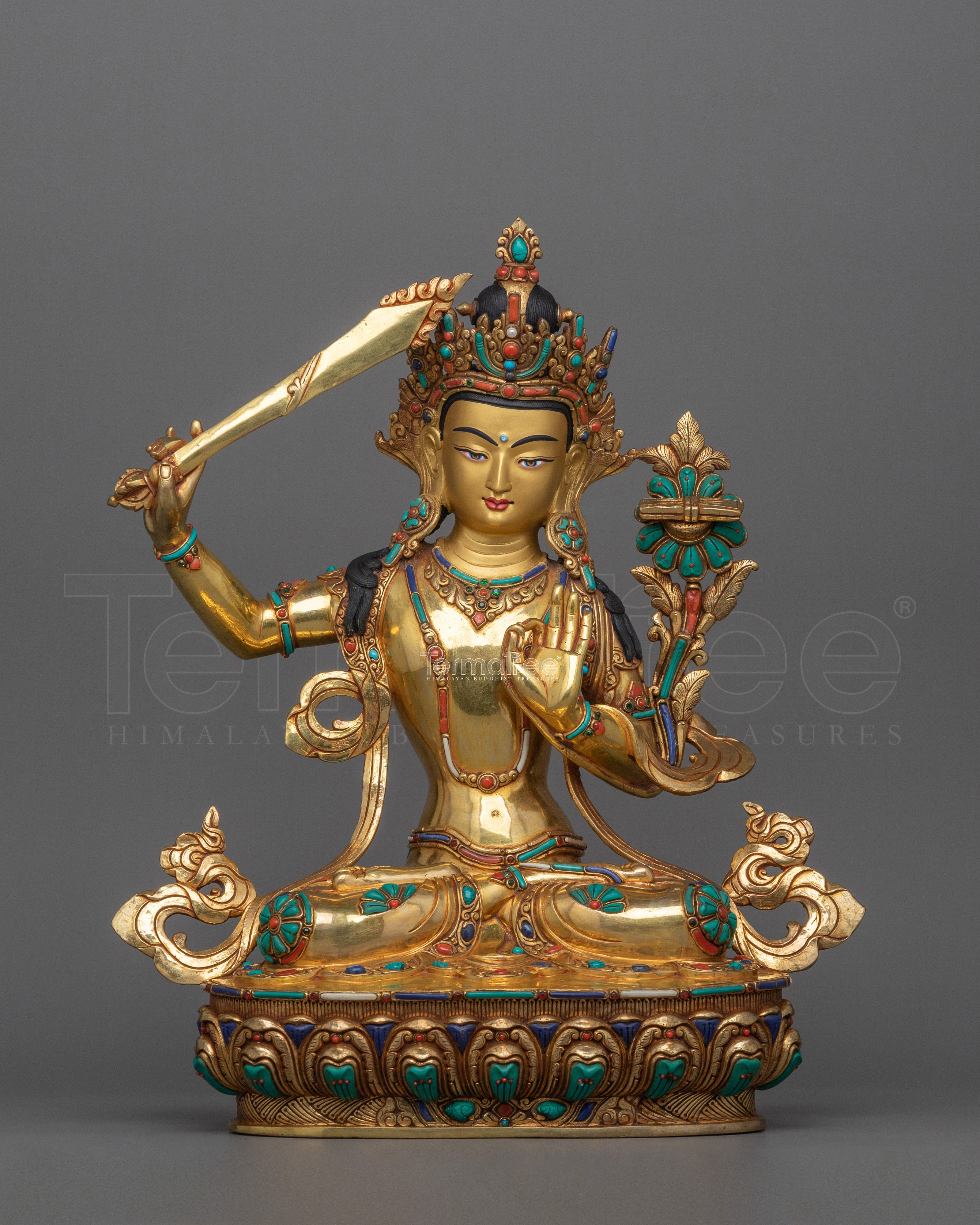 Manjushri Bodhisattva of Transcendent Wisdom Figurine | Symbol of Wisdom and Enlightenment