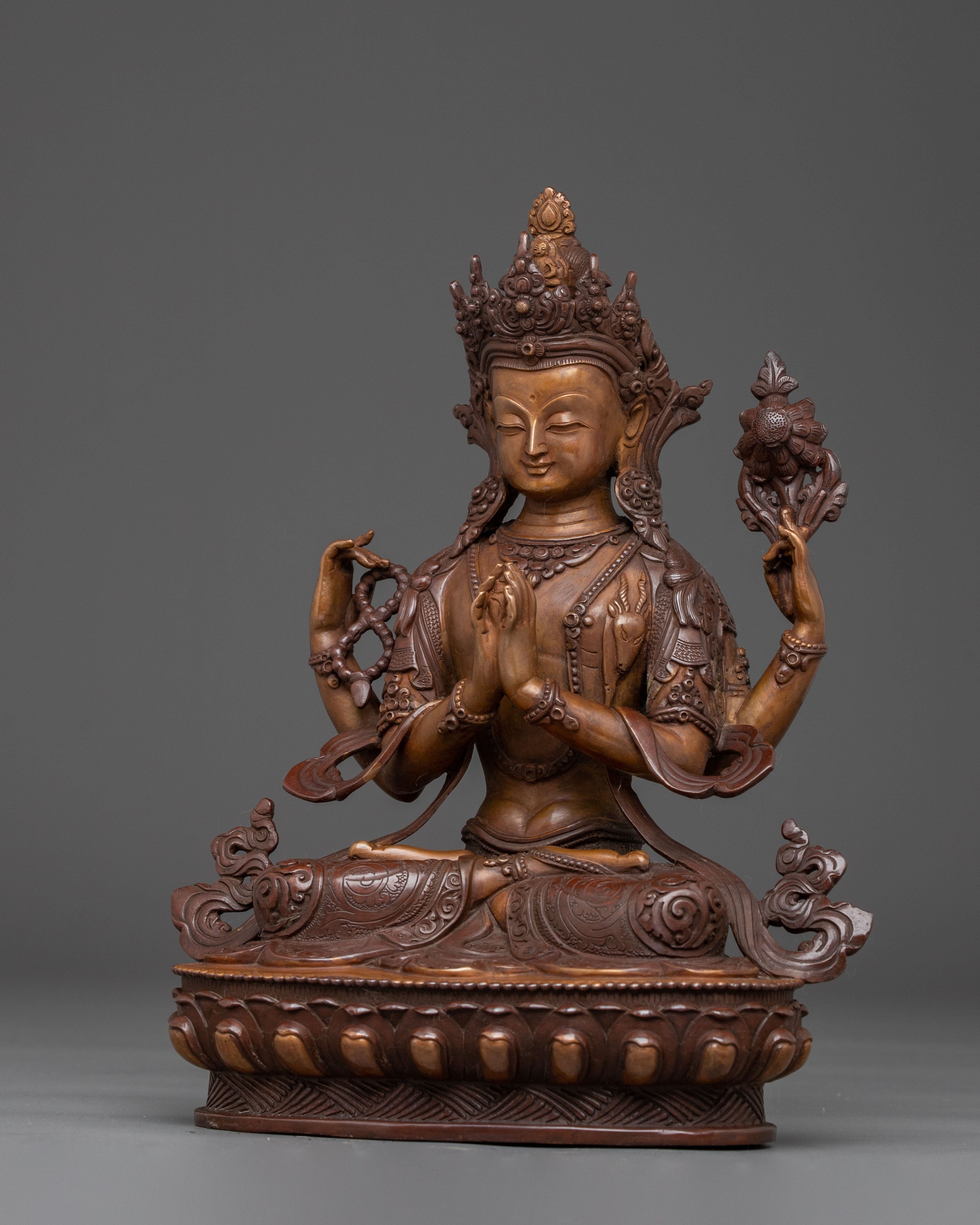 Handcrafted Compassionate Bodhisattva Avalokiteshvara Statue | Deity of Mercy and Peace