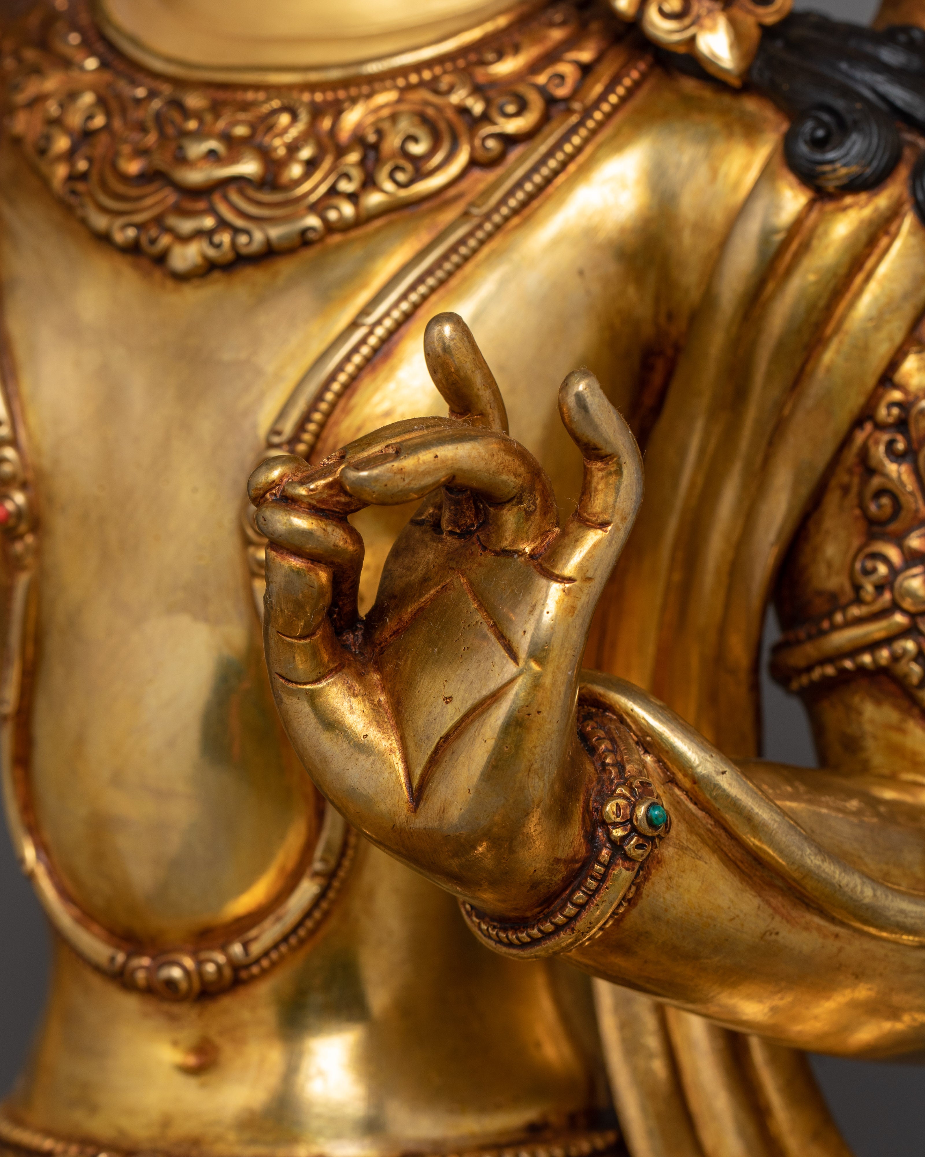 Manjushri on Royal Throne Statue | Bodhisattva Who Represents Supreme Wisdom