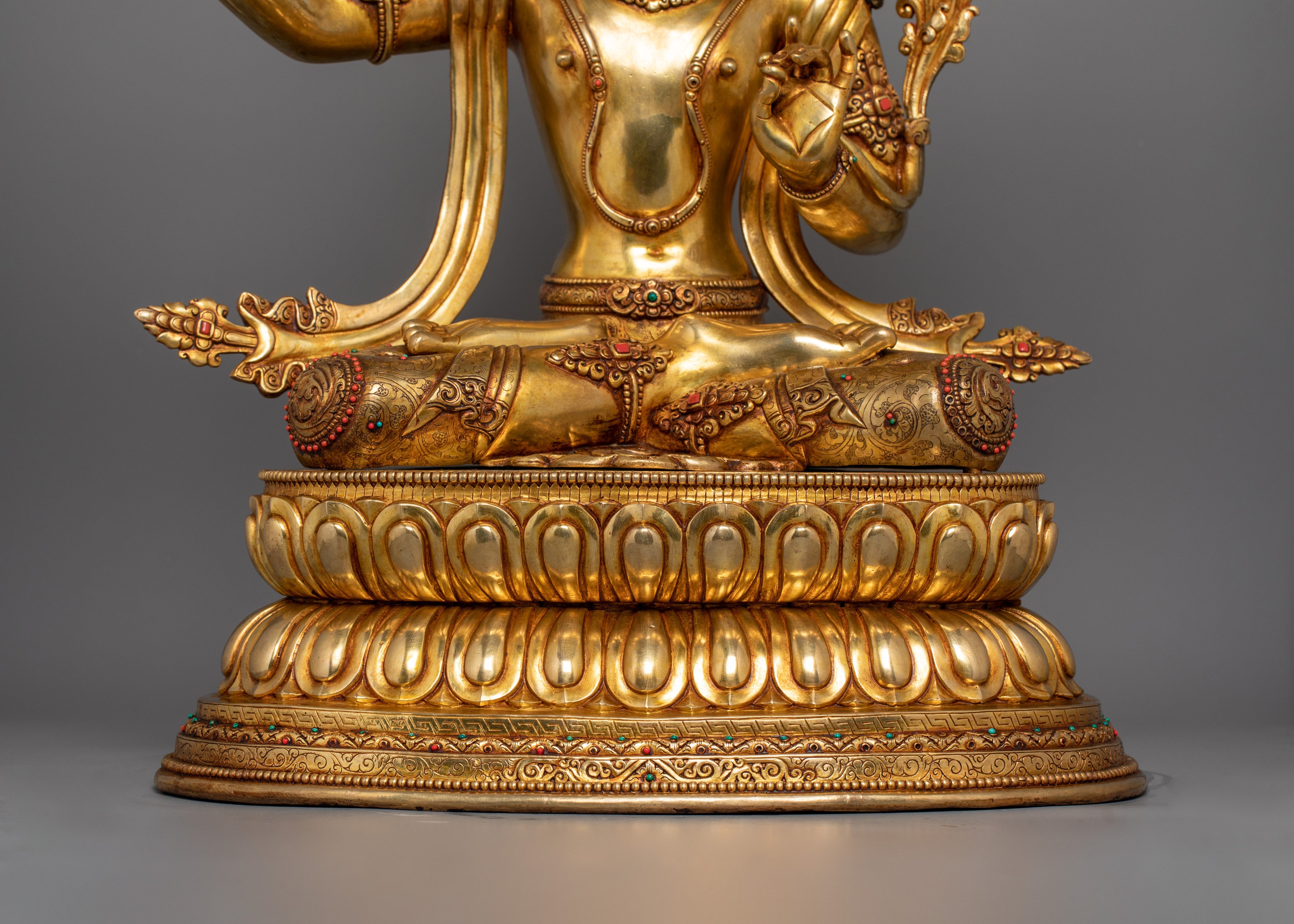 Manjushri on Royal Throne Statue | Bodhisattva Who Represents Supreme Wisdom