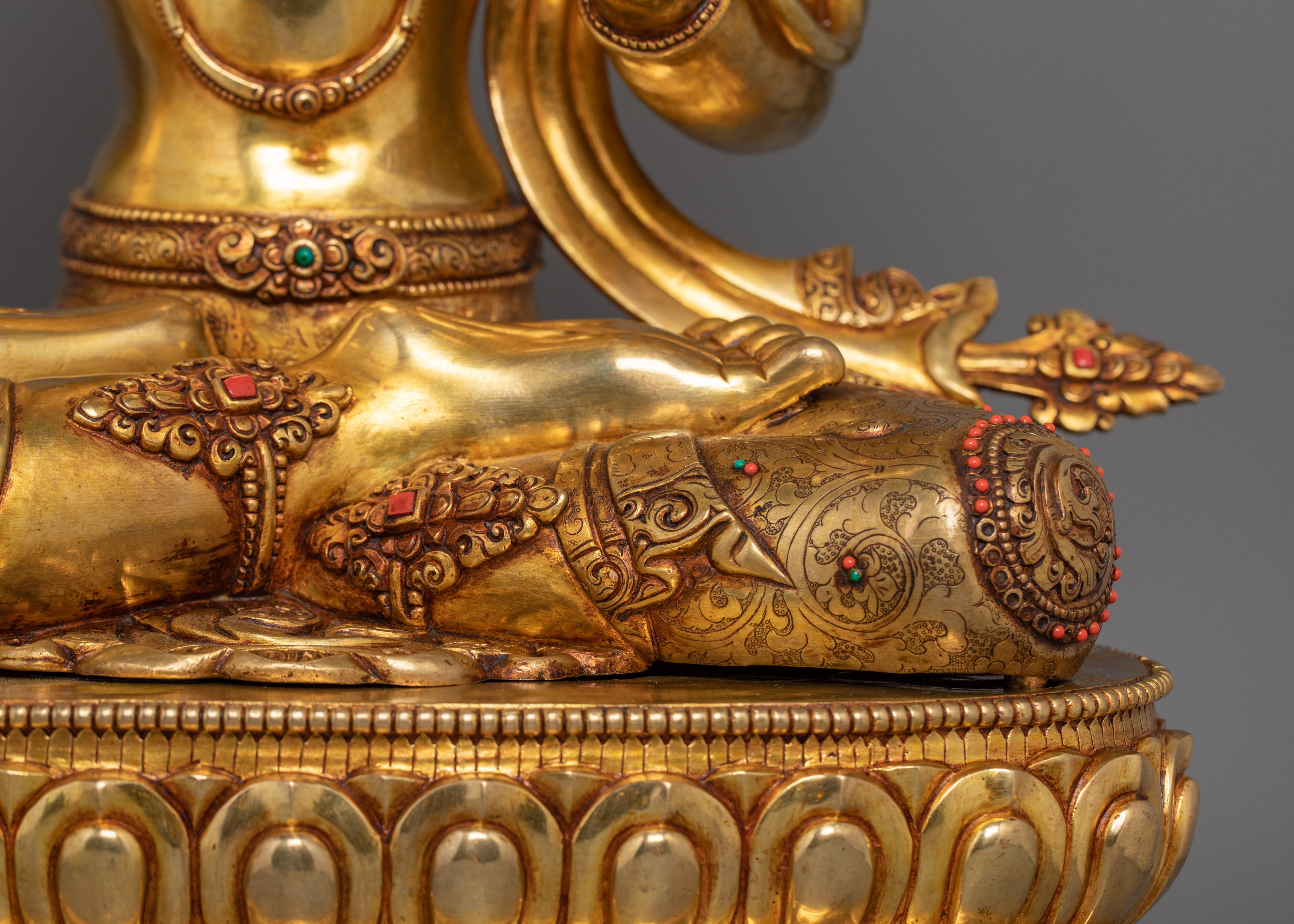 Manjushri on Royal Throne Statue | Bodhisattva Who Represents Supreme Wisdom