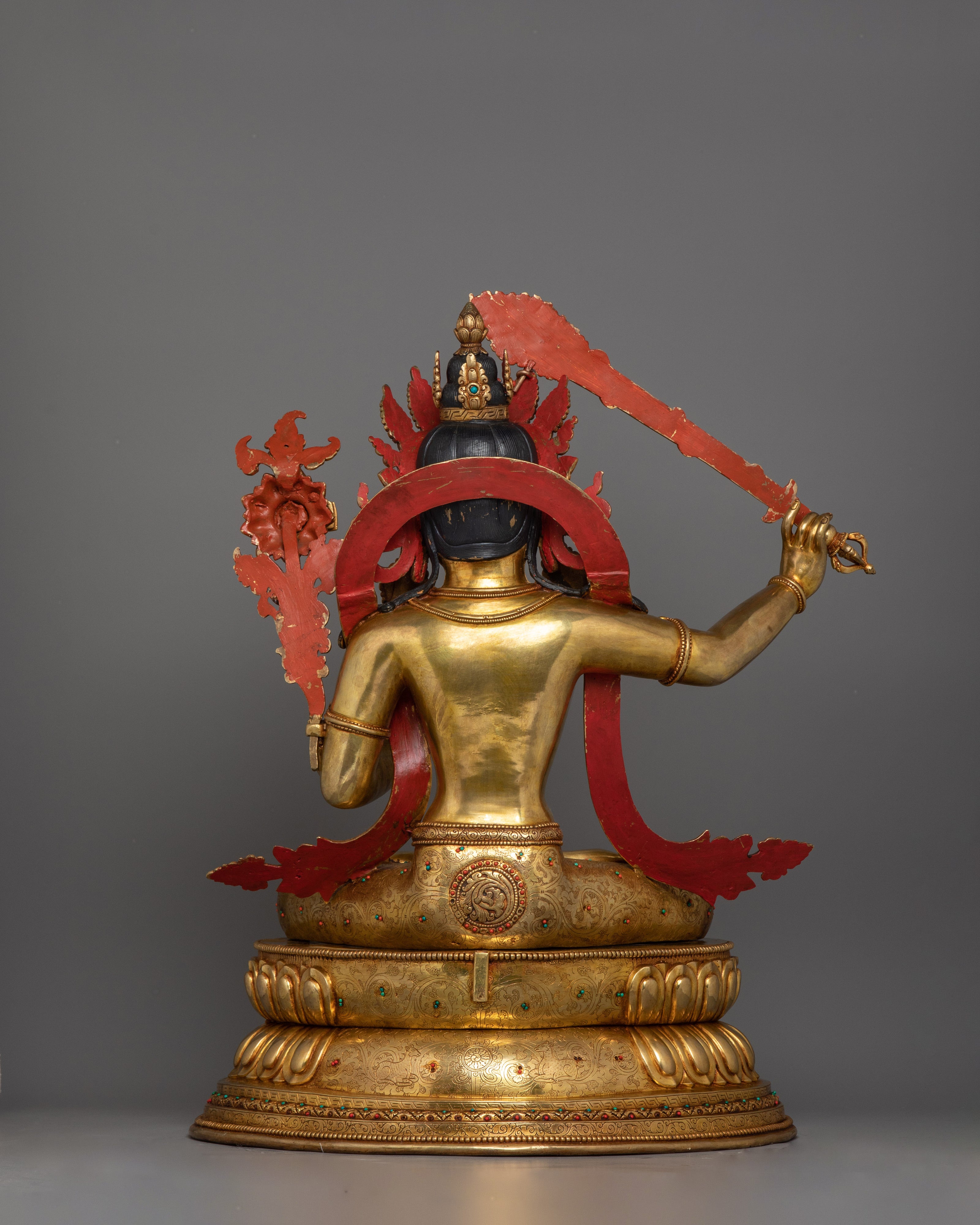 Manjushri on Royal Throne Statue | Bodhisattva Who Represents Supreme Wisdom