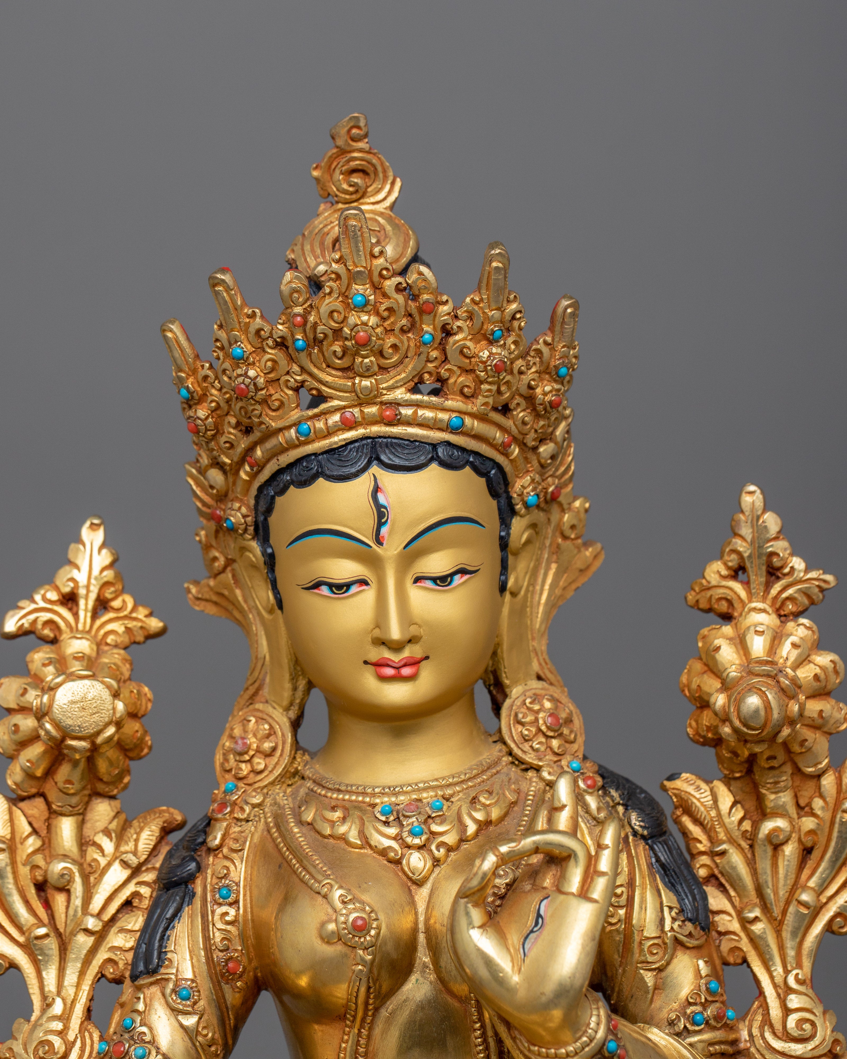 White Tara Mother of Liberation Sculpture | Female Buddha Compassionate Dolkar Statue