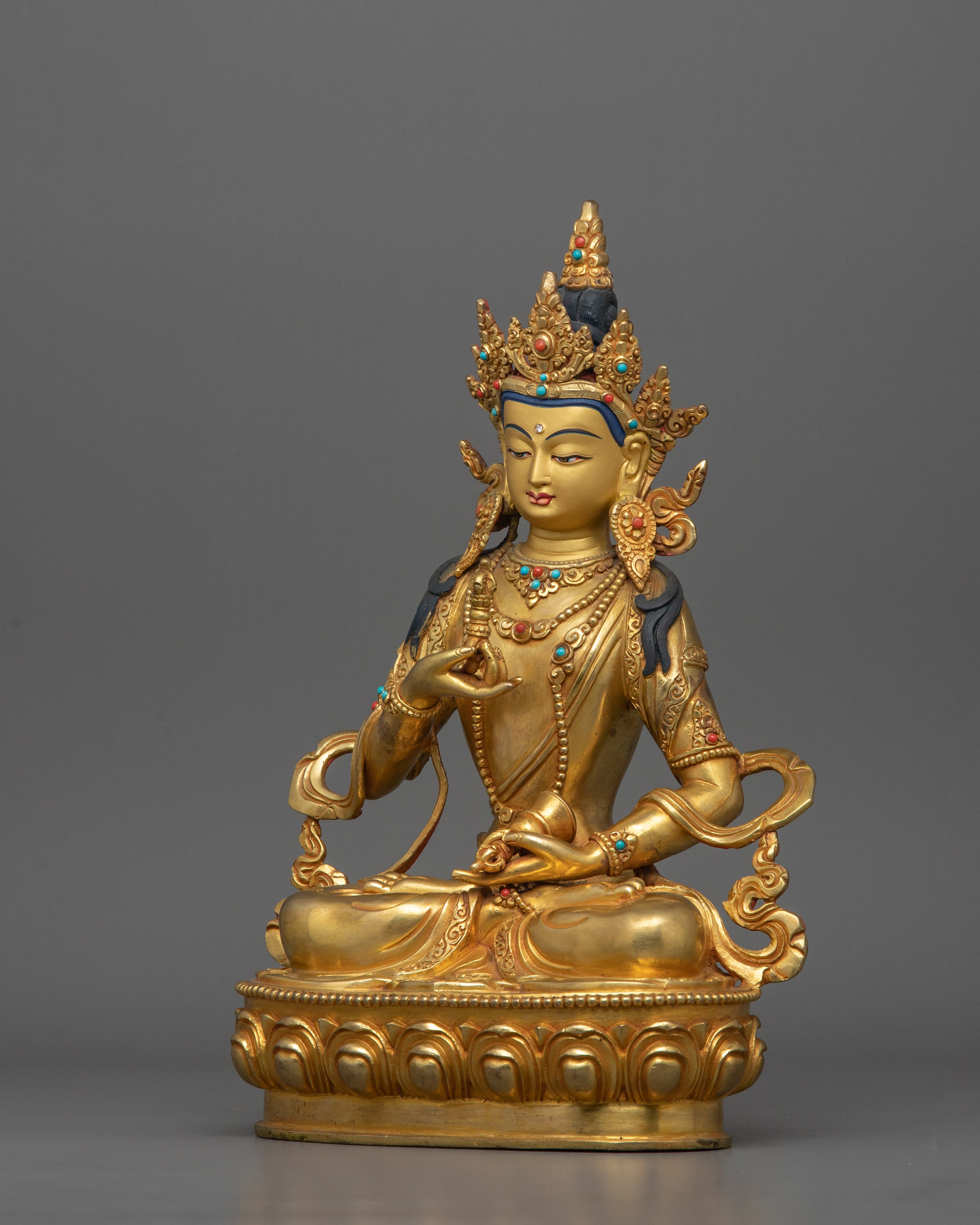 24K Gold Gilded Sacred Sculpture of Vajrasattva | Inner Peace and Transformation