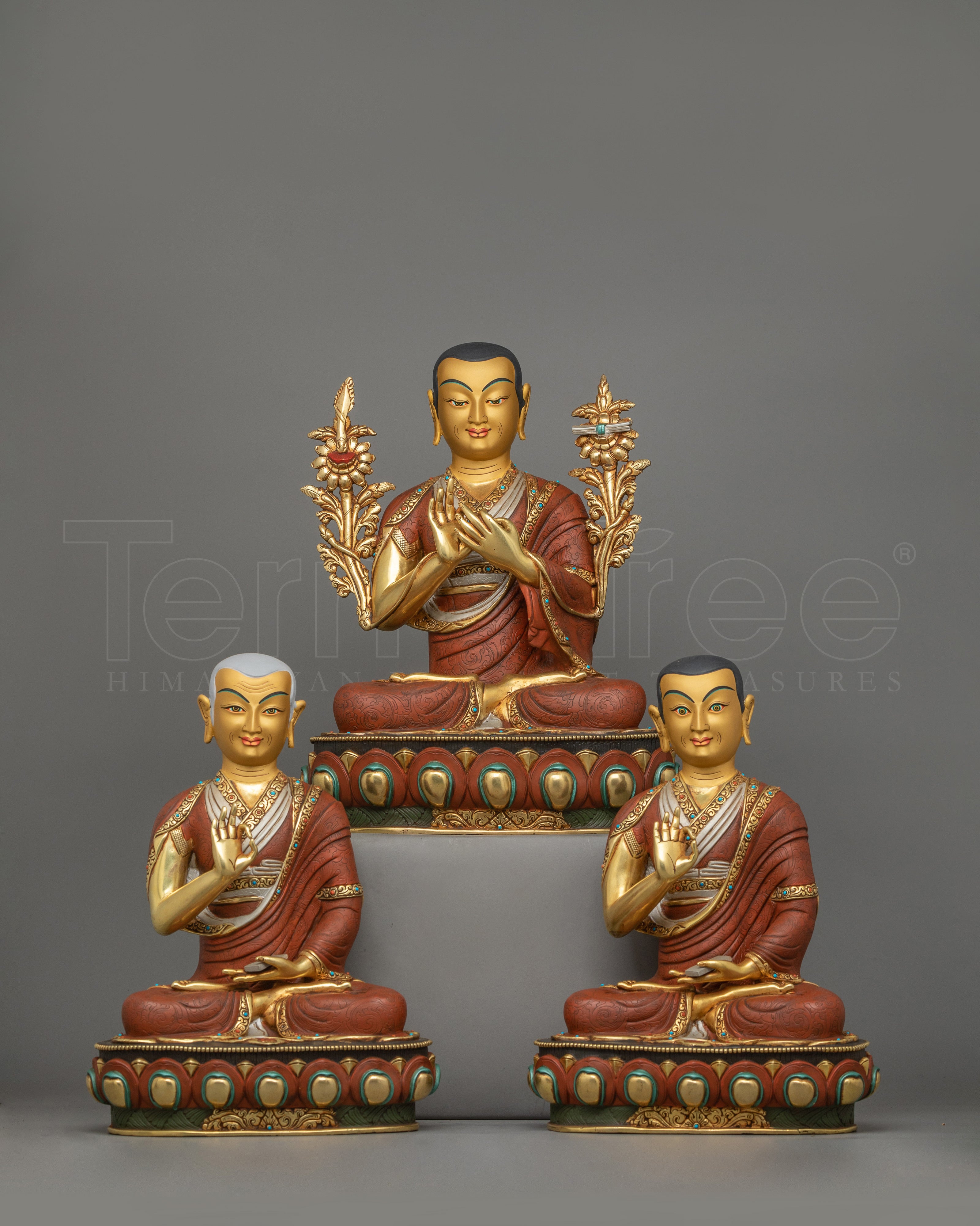 Sacred Tsongkhapa Set for Altar Decor | Statue Set of Enlightened Wisdom