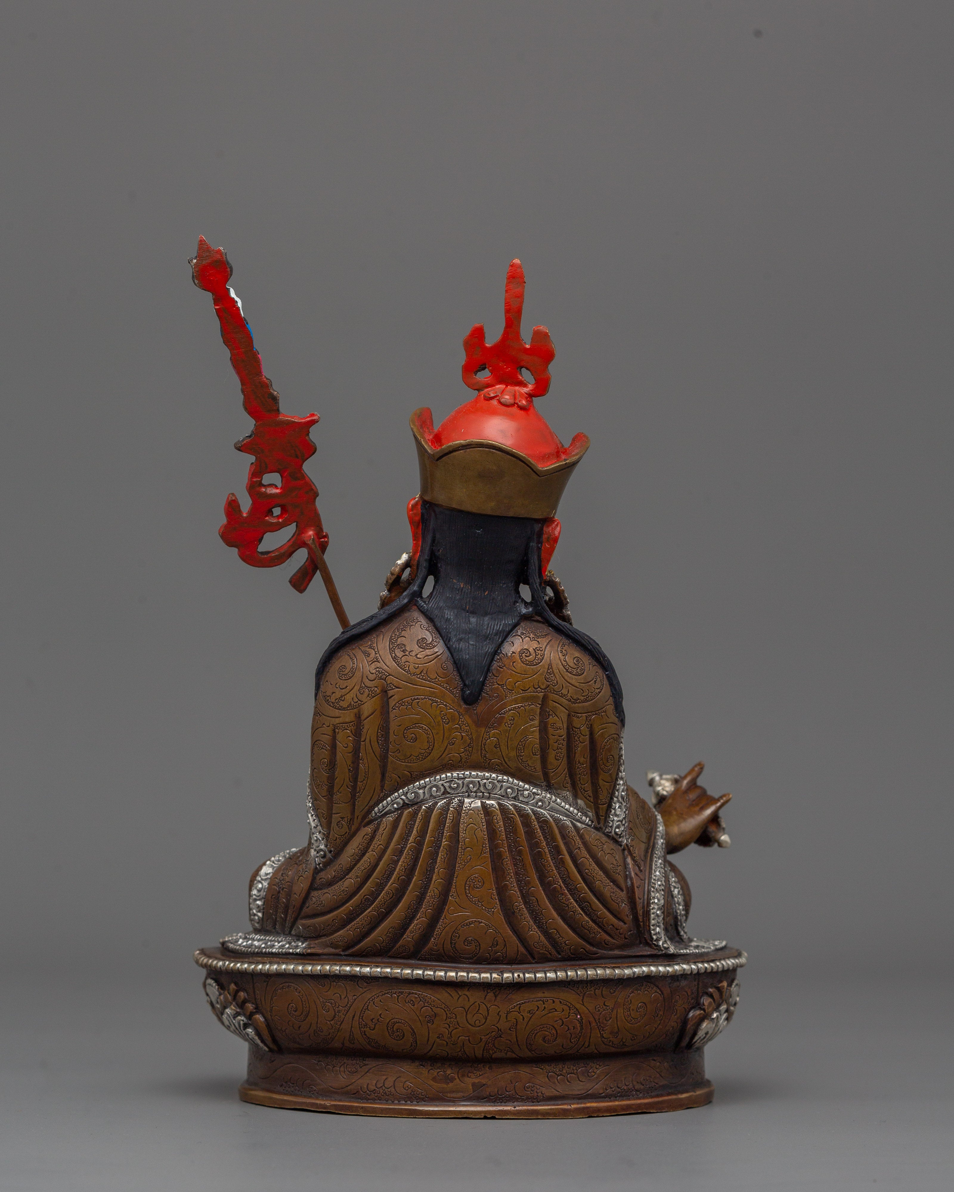 Silver-Plated Guru Rinpoche Statue | Lotus Born Buddha