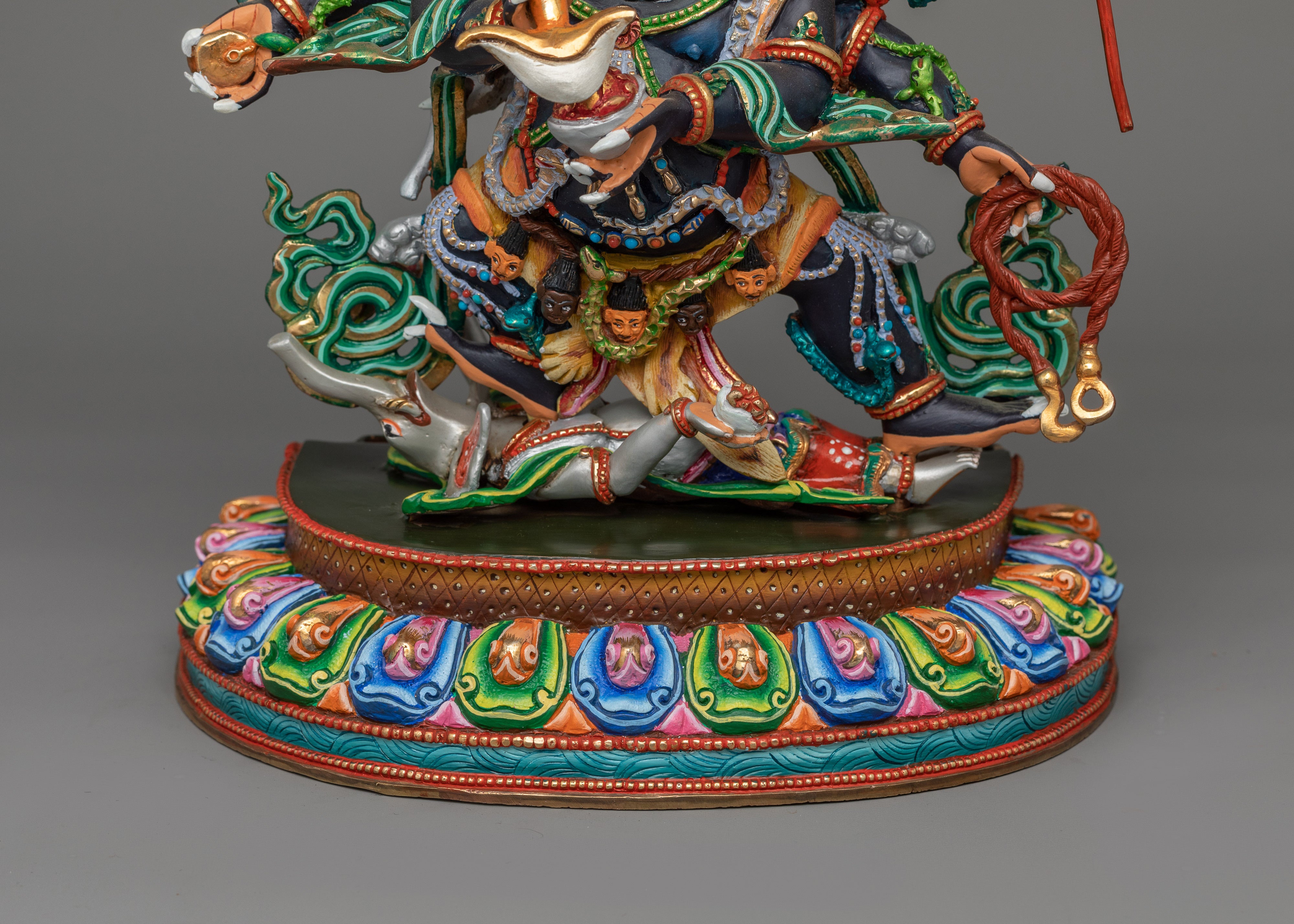 Fierce Deity Six Armed Mahakala Statue | Wrathful Protector Deity