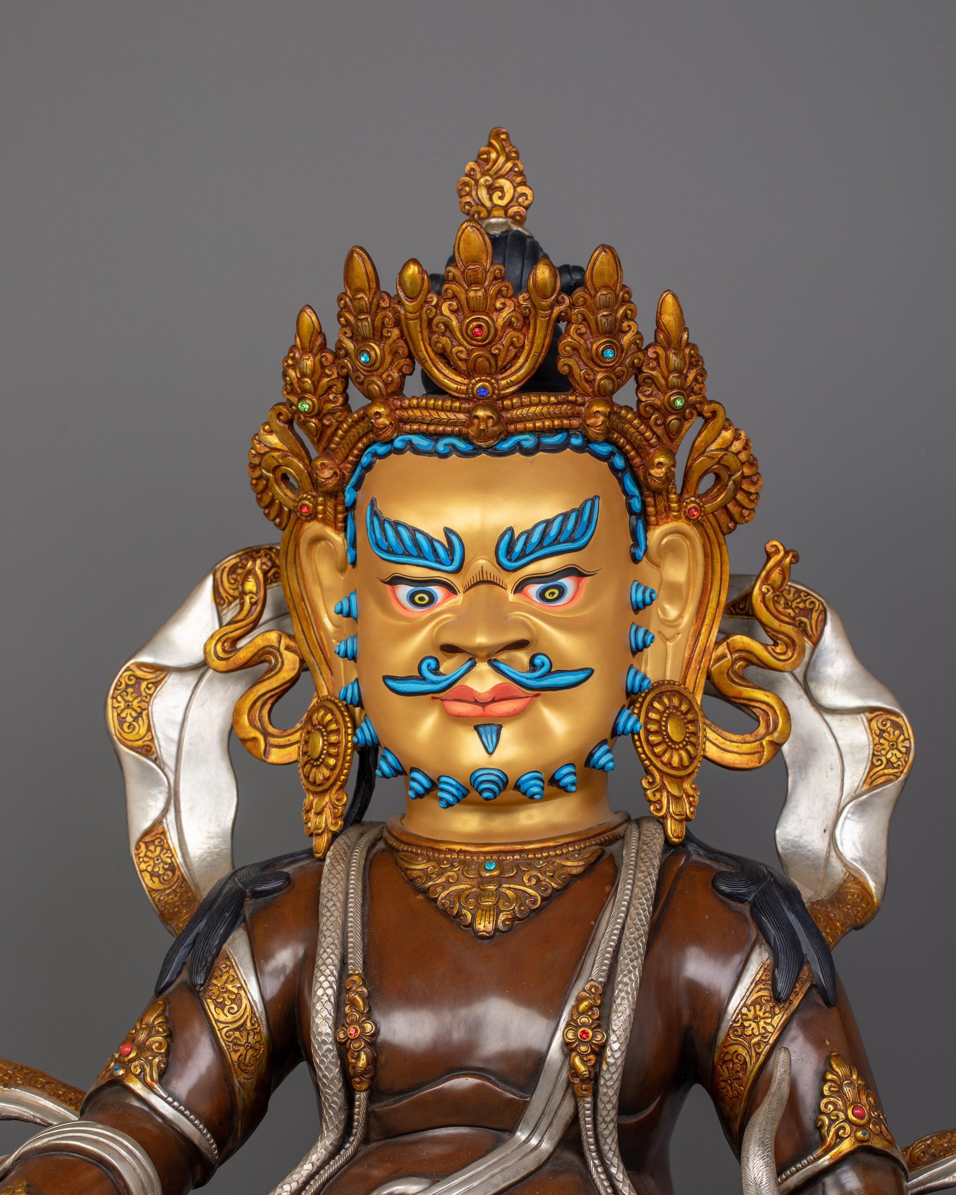 Wealth Deity Zambhala Sculpture | Oxidized Copper and Silver-Plated Finish