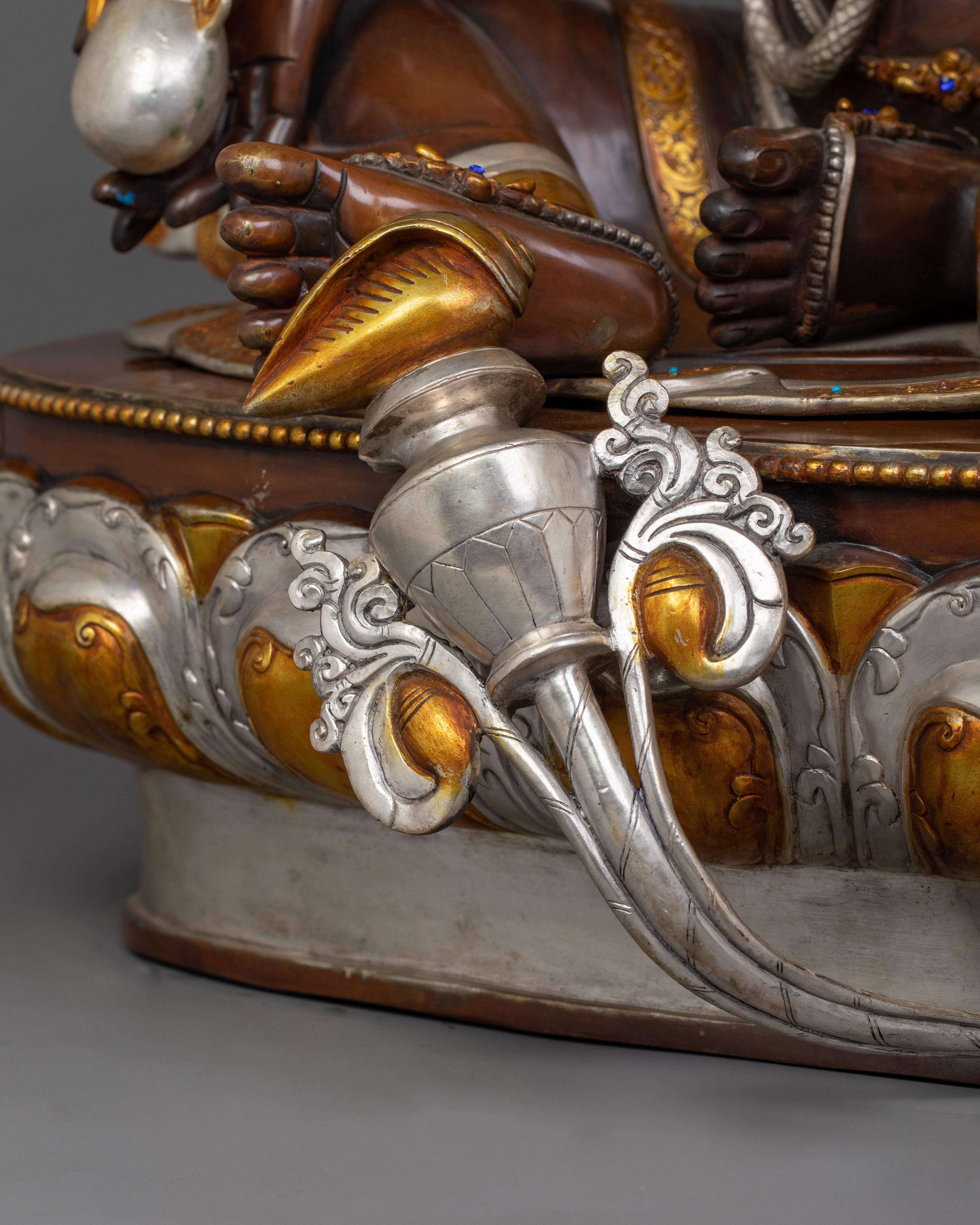 Wealth Deity Zambhala Sculpture | Oxidized Copper and Silver-Plated Finish