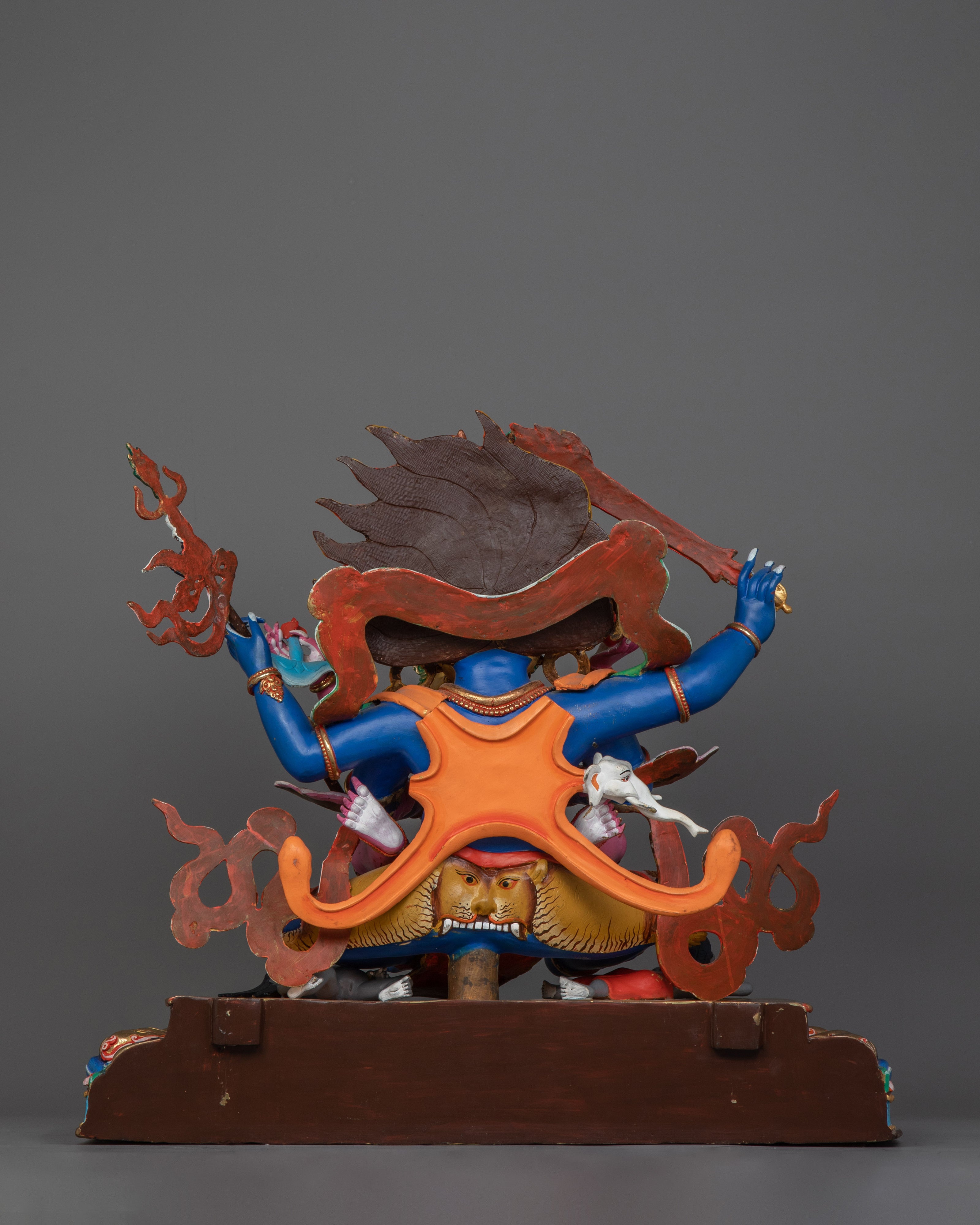 Four-Armed Mahakala Statue for Shrine | 24K Gold-Gilded Protector Deity