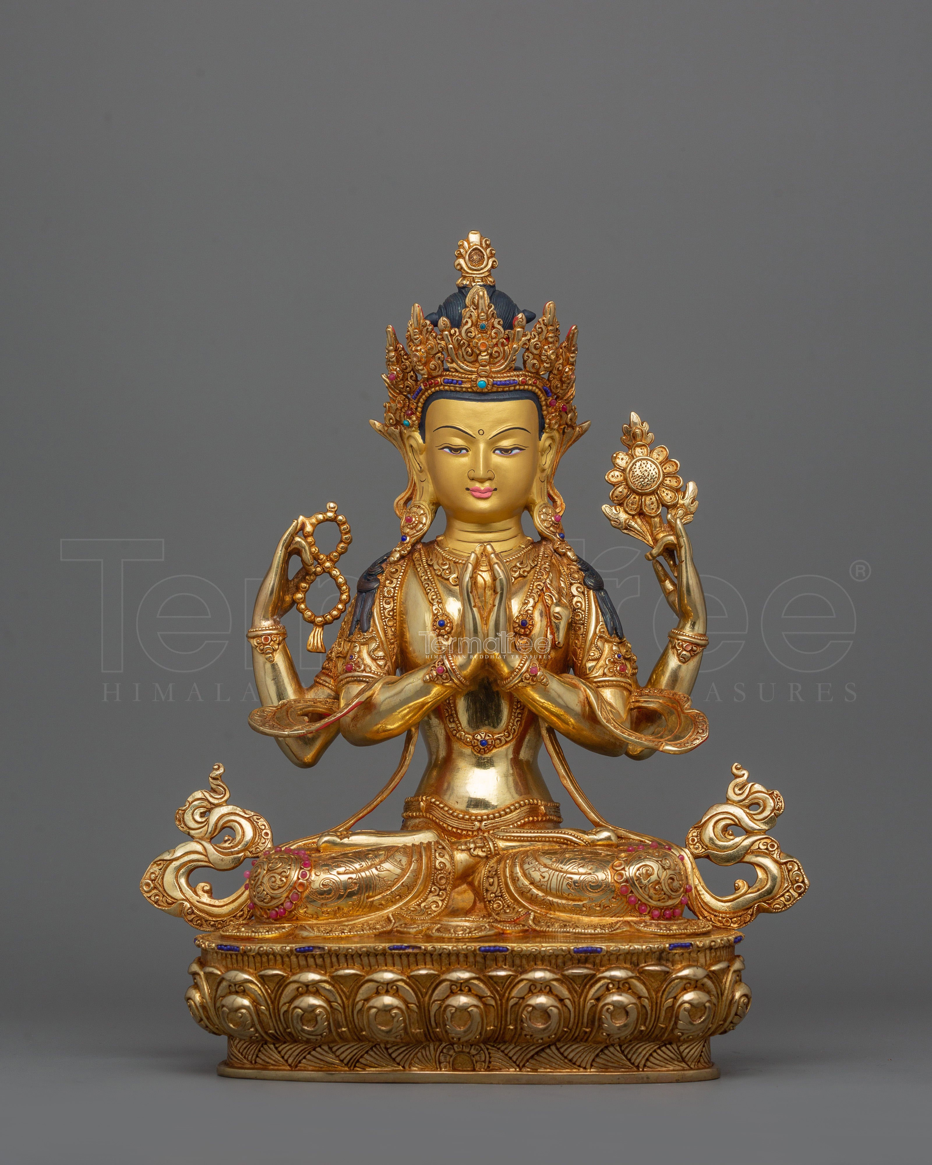 Bodhisattva of Compassion Chenresig Sculpture | Traditional Nepalese Artwork