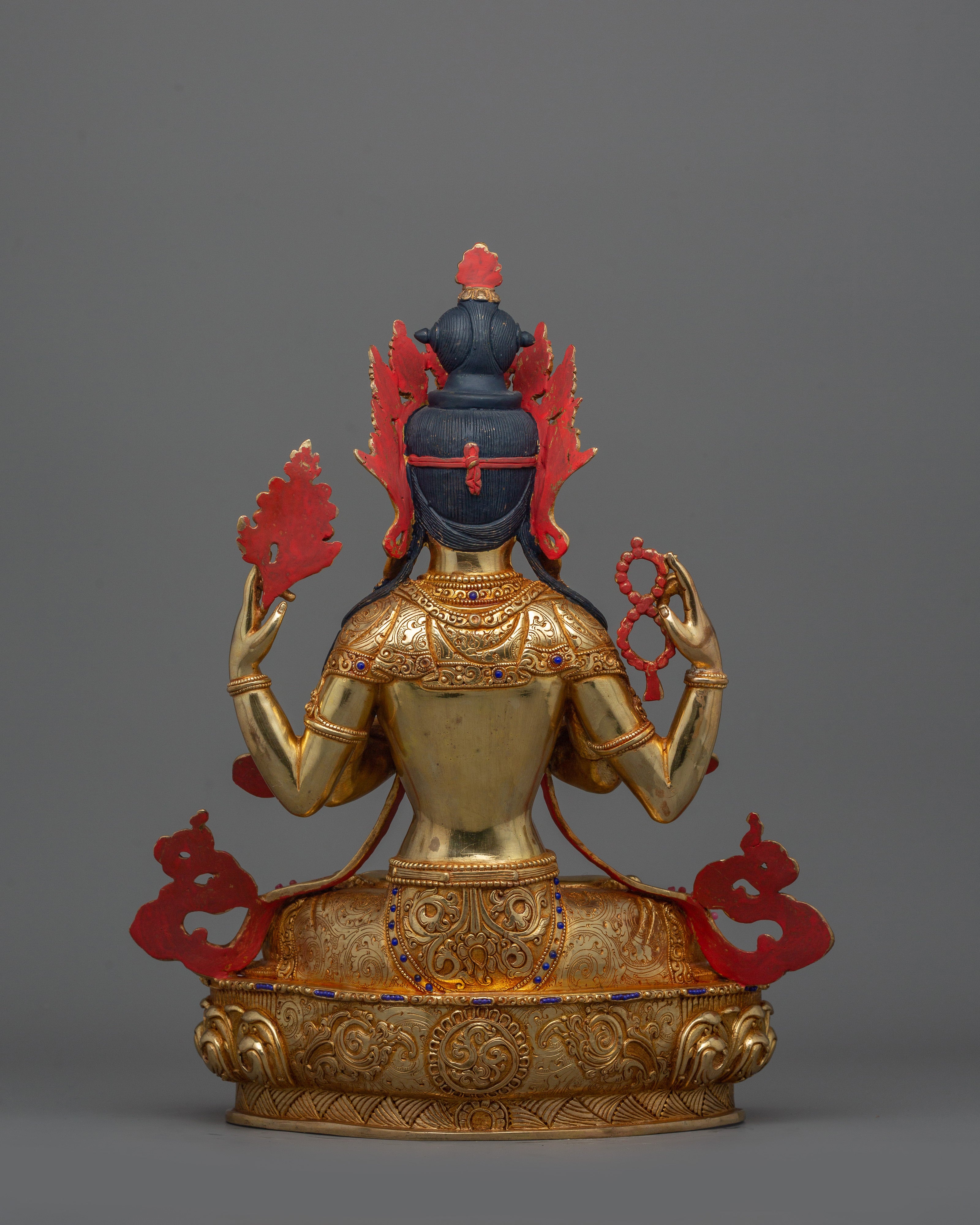 Bodhisattva of Compassion Chenresig Sculpture | Traditional Nepalese Artwork