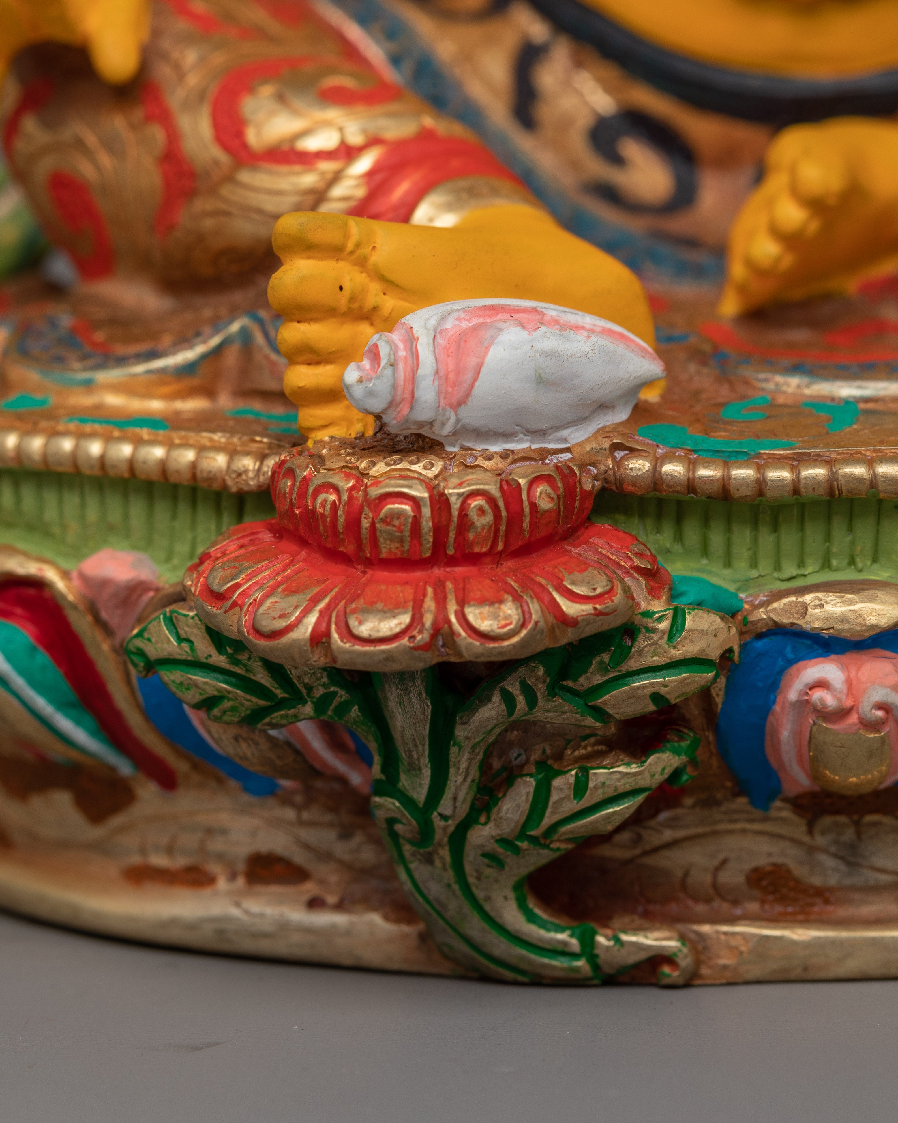 Buddhist Statue of Yellow Dzambhala for Altar | 24k Gold Gilded Artwork