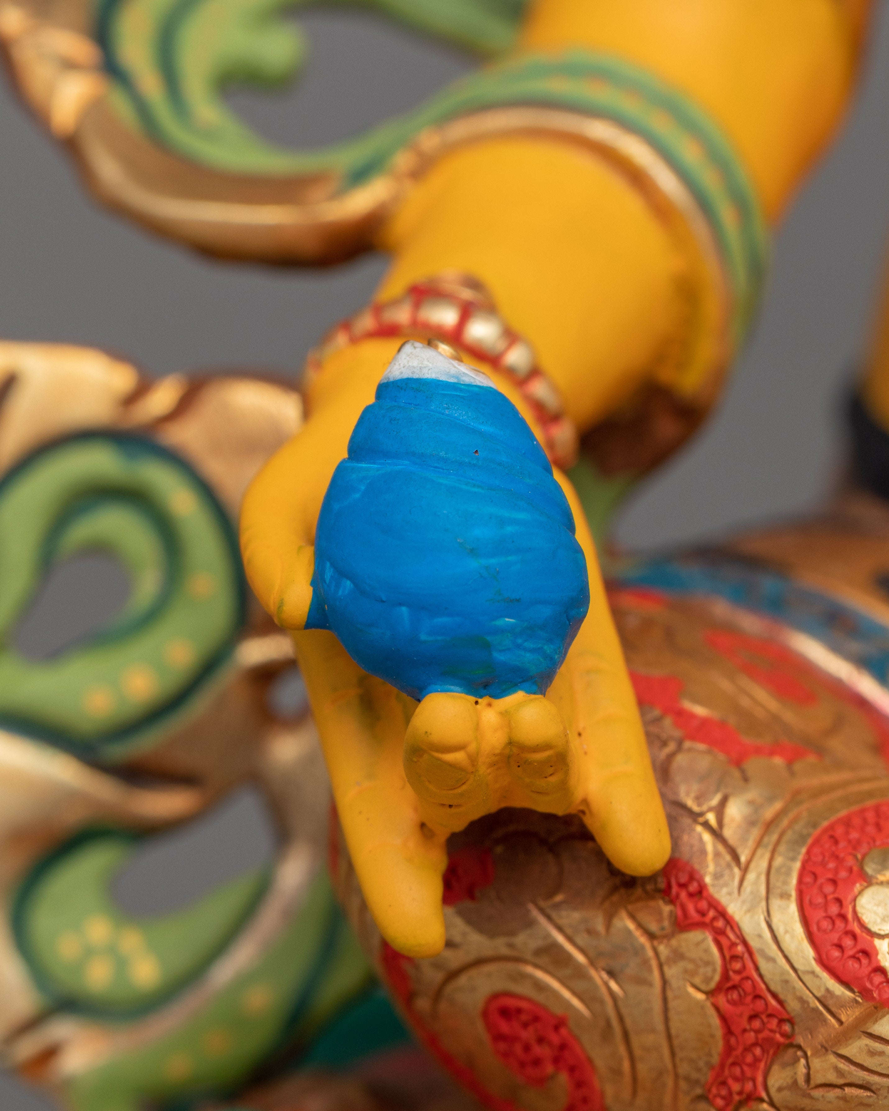 Buddhist Statue of Yellow Dzambhala for Altar | 24k Gold Gilded Artwork