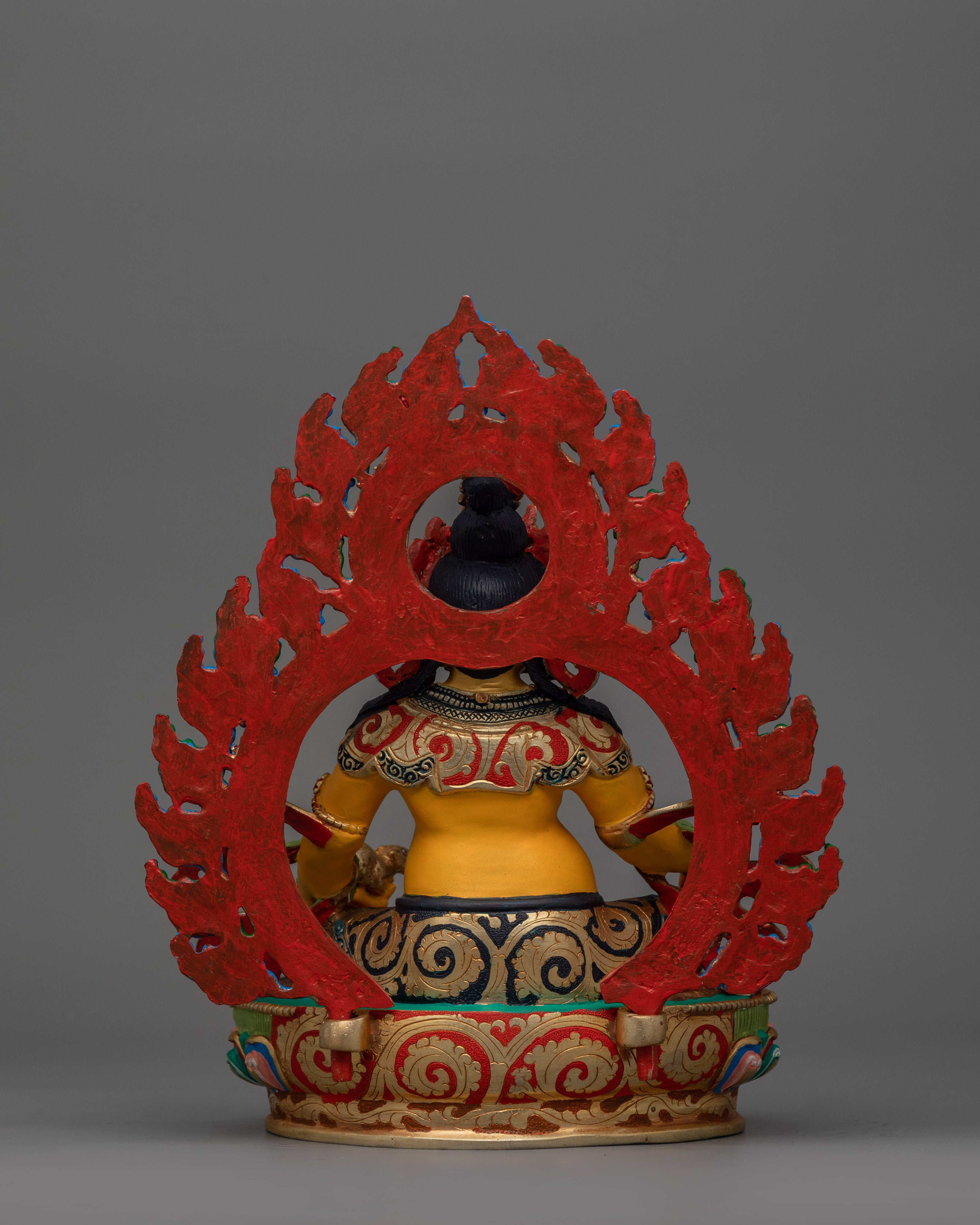 Buddhist Statue of Yellow Dzambhala for Altar | 24k Gold Gilded Artwork