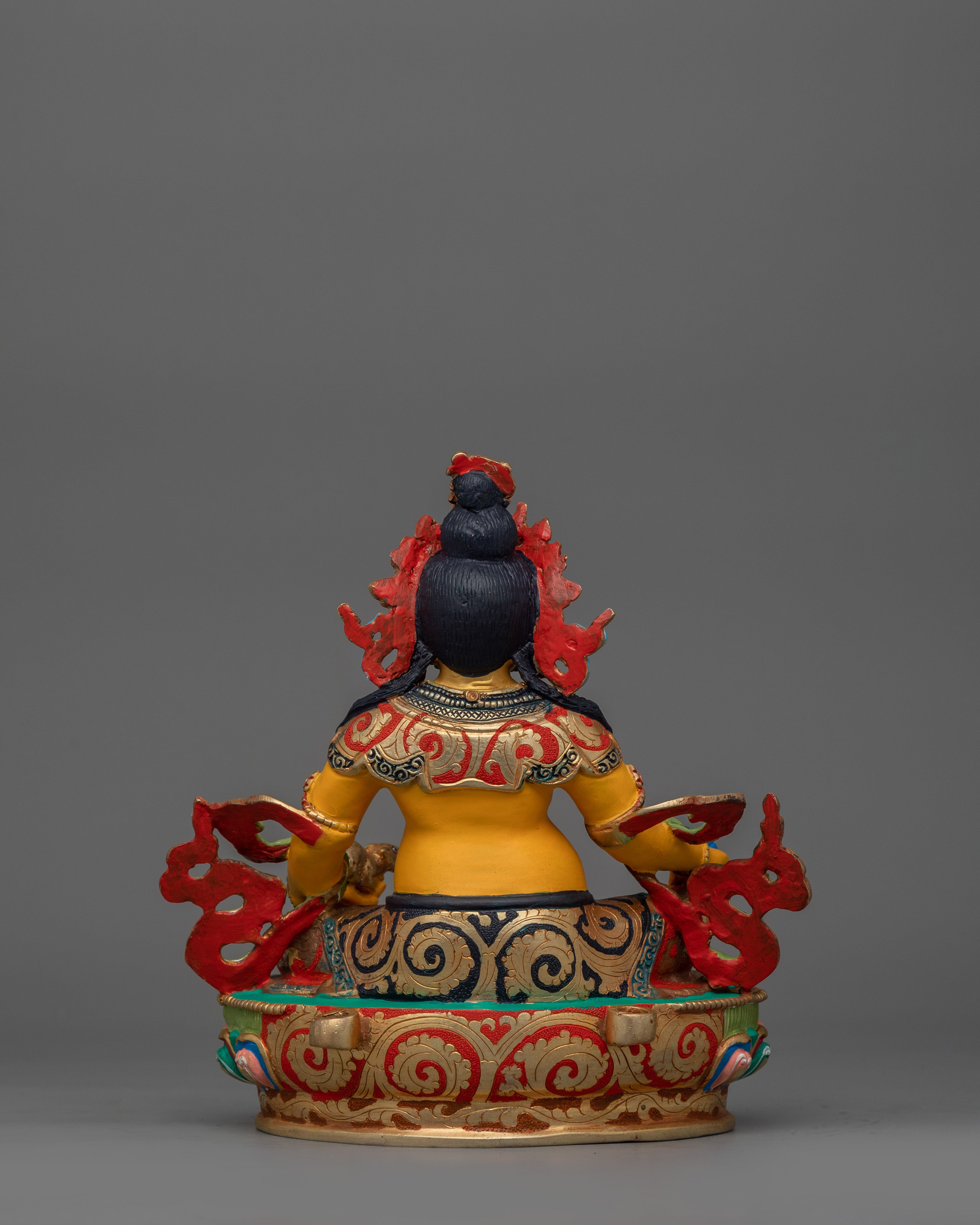 Buddhist Statue of Yellow Dzambhala for Altar | 24k Gold Gilded Artwork