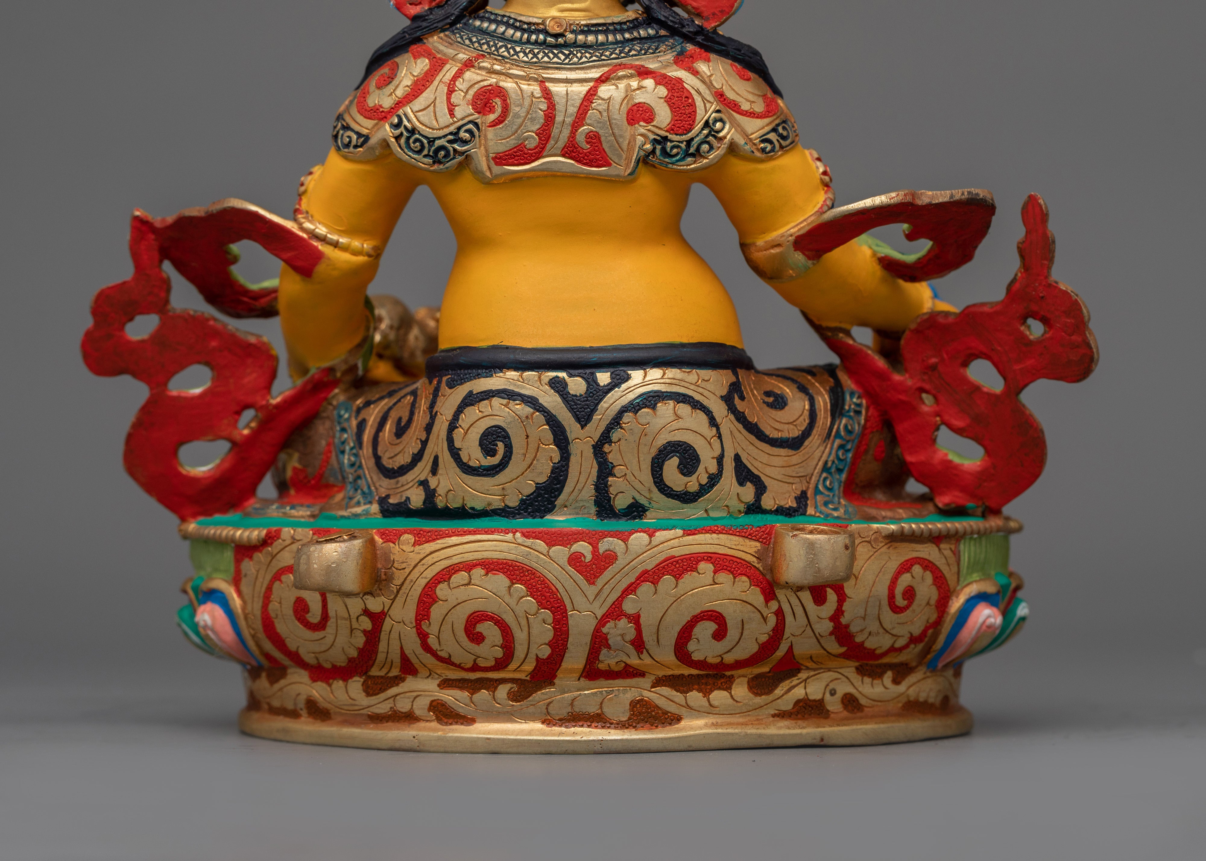 Buddhist Statue of Yellow Dzambhala for Altar | 24k Gold Gilded Artwork