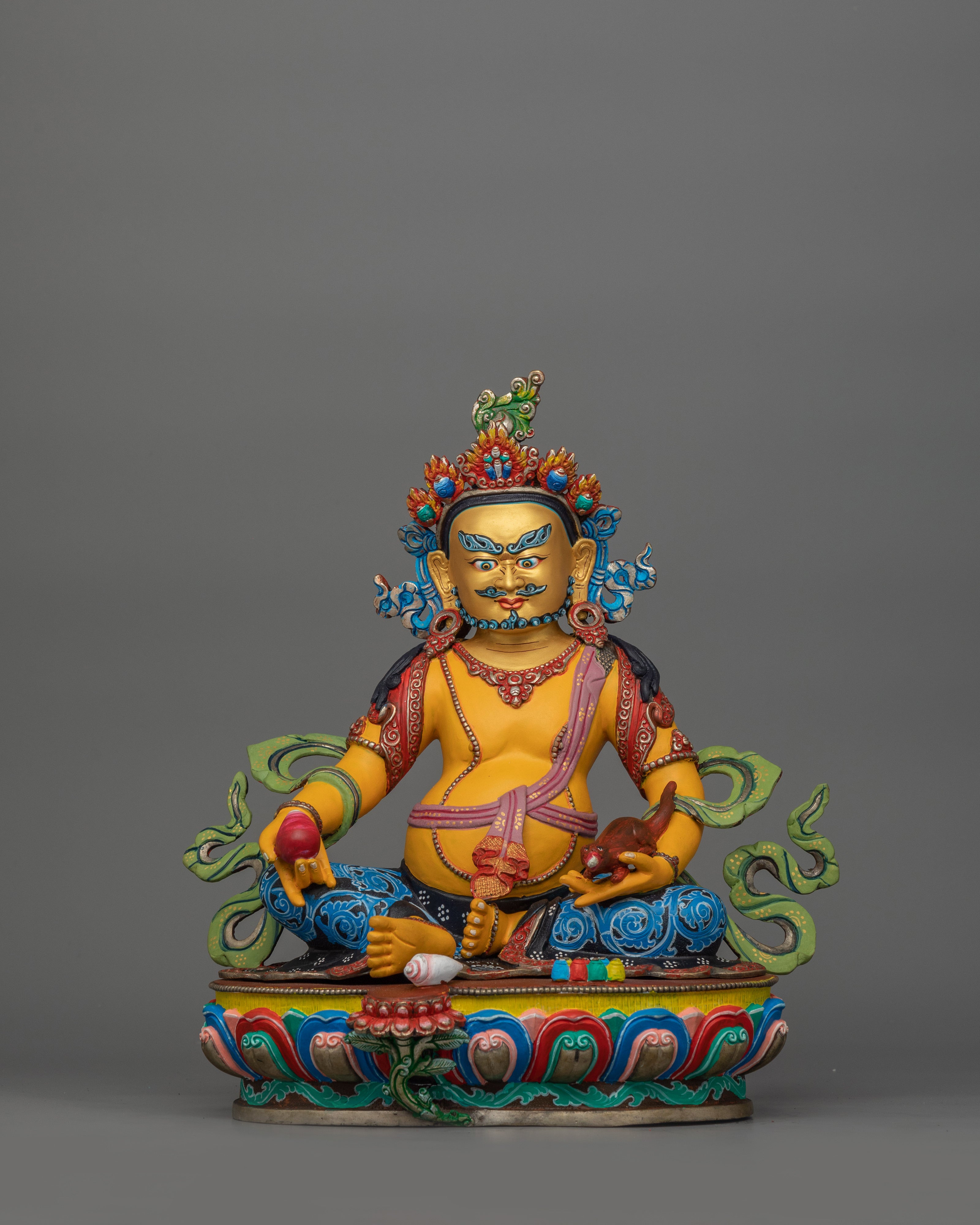 Tibetan Dzambhala Deity | 24k Gold Gilded Figurine
