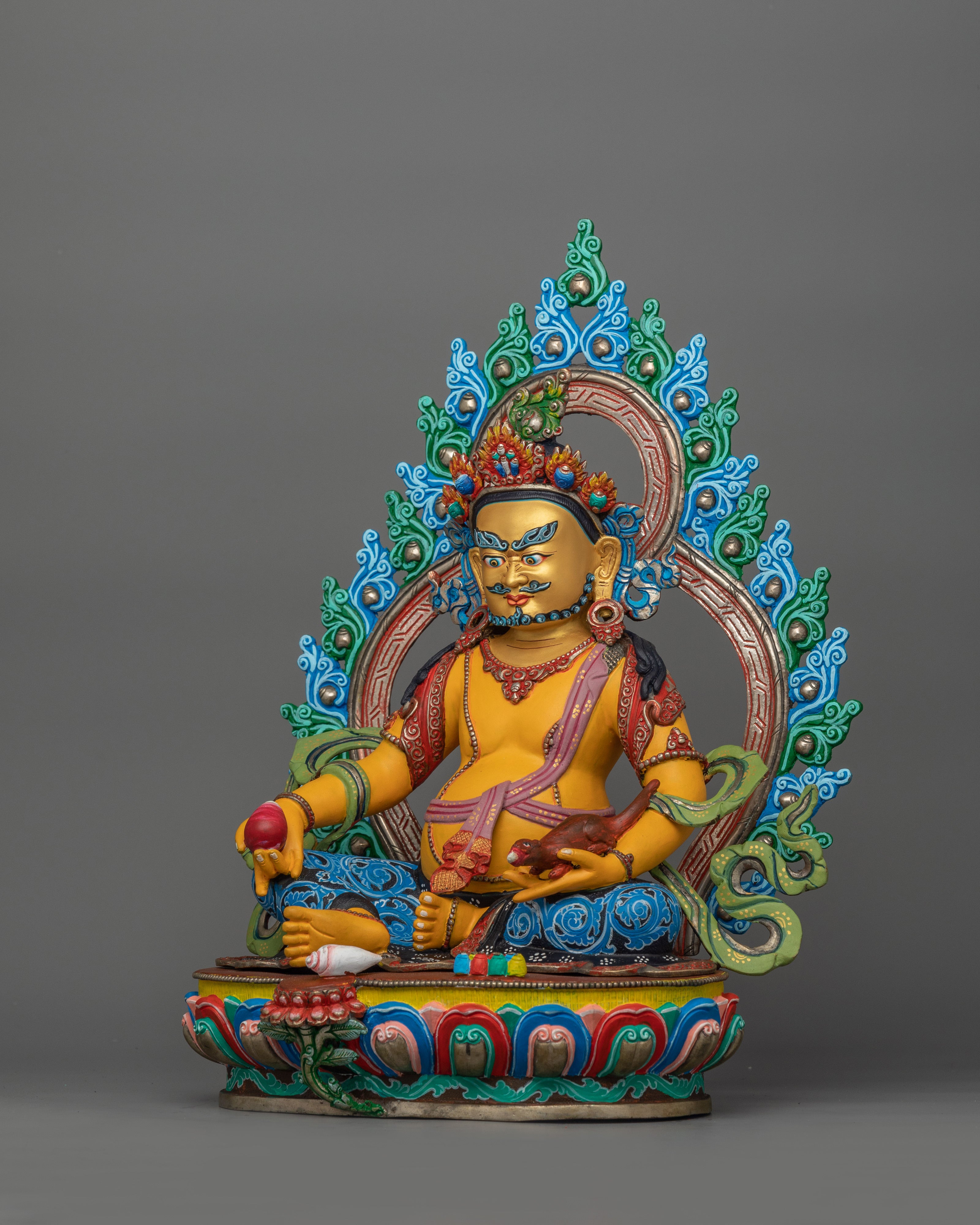Tibetan Dzambhala Deity | 24k Gold Gilded Figurine